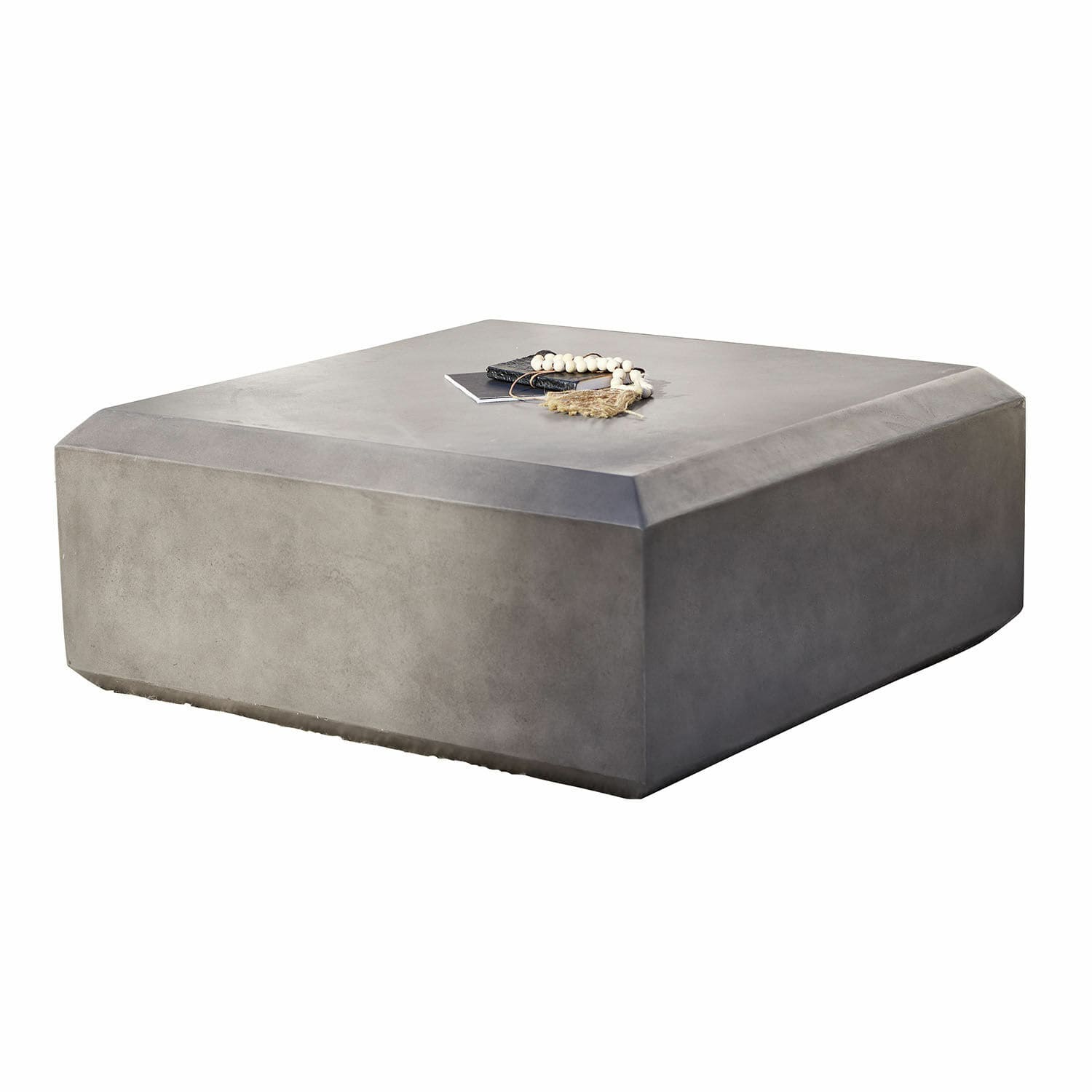 Table basse Theodoros Table basse carrée en béton gris, meuble moderne pour salon contemporain