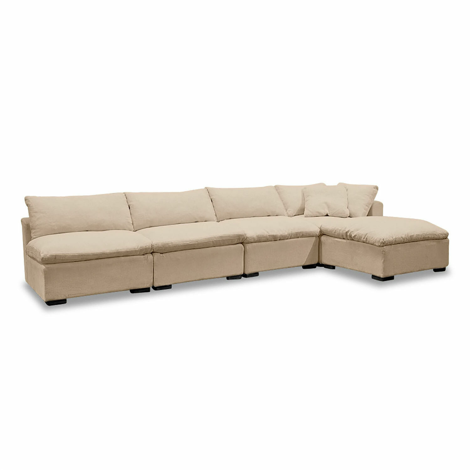 marron Canapé modulable Baladou en tissu marron doux, confortable pour salon moderne