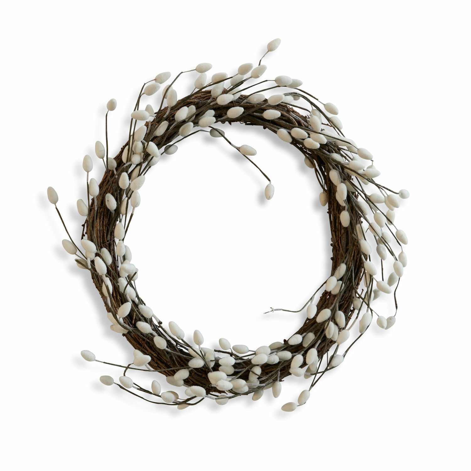 Couronne Prapante Couronne décorative en branches avec bourgeons blancs, matériau naturel, décoration murale printanière
