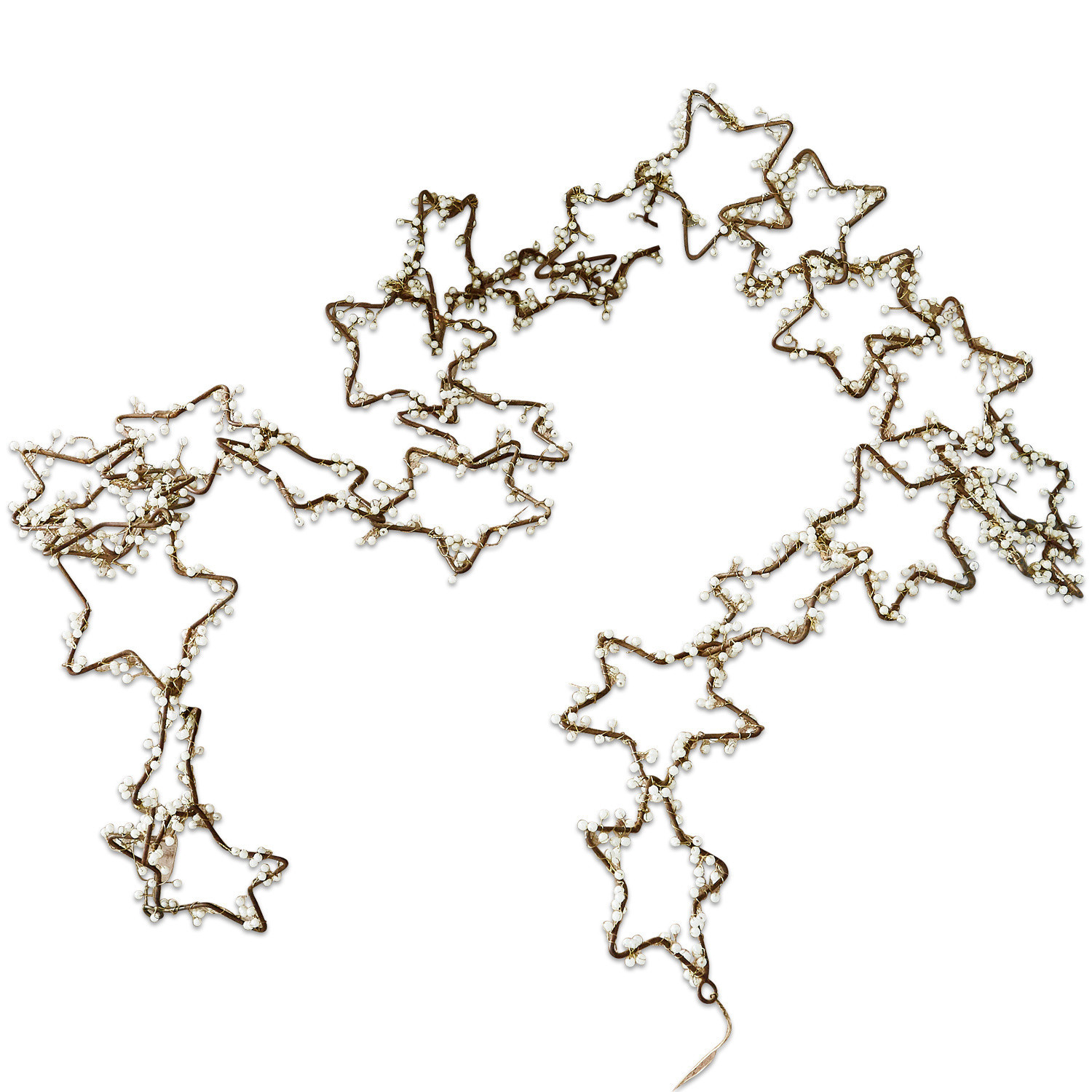 Guirlande Ariane Guirlande décorative en étoiles métalliques et perles blanches, décoration festive couleur cuivre