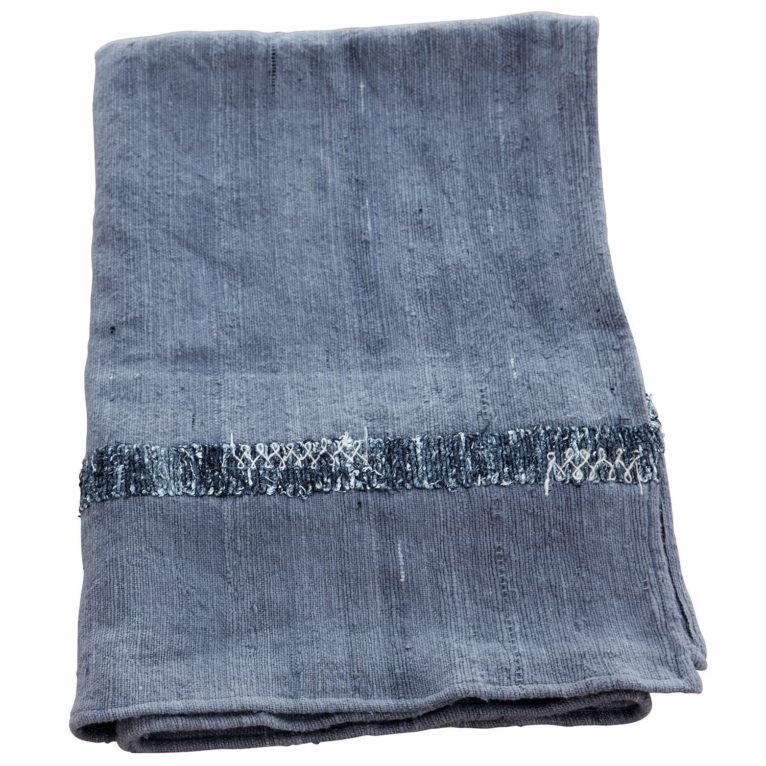 Plaid Foix Plaid gris en coton avec bande décorative foncée, doux et élégant pour la décoration intérieure