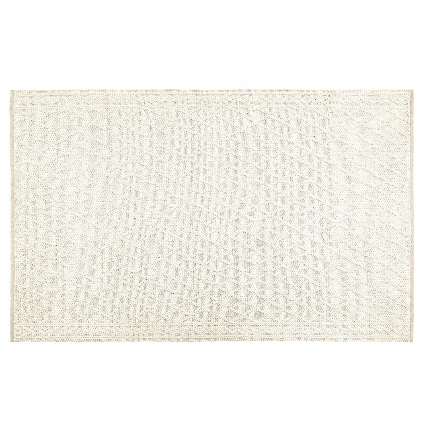 Tapis Poloma Tapis en coton beige avec motif losange discret pour décoration intérieure élégante