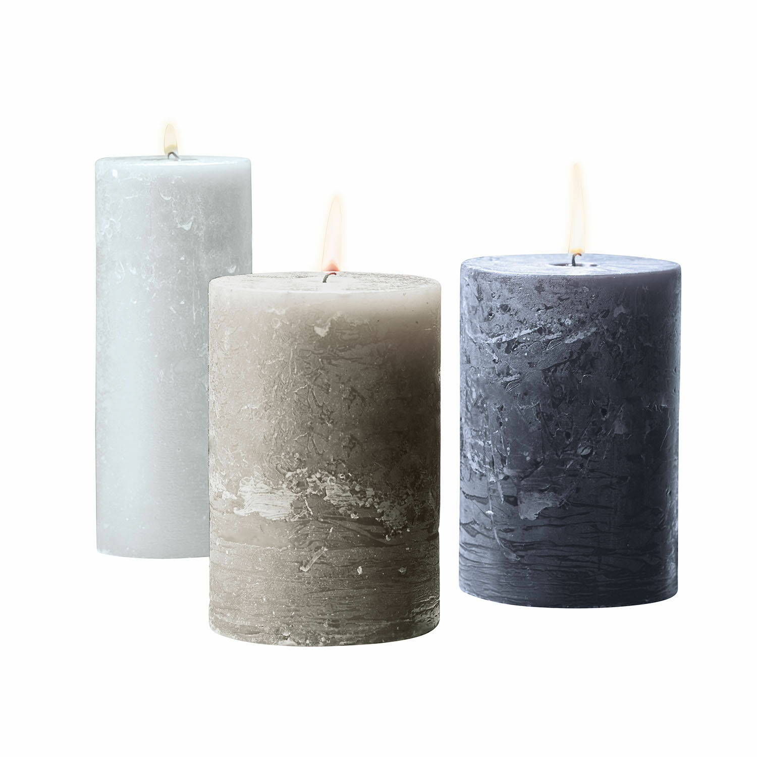 crème/gris/taupe Lot de 3 bougies Salis en cire naturelle crème, gris et taupe pour décoration intérieure élégante