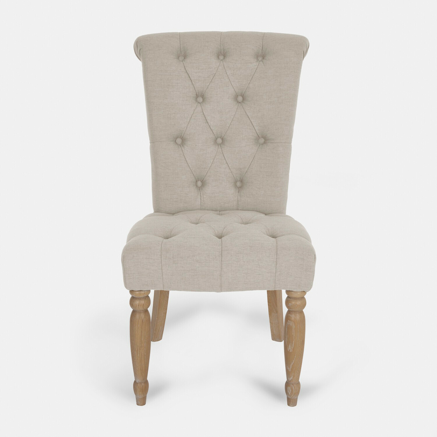 lin Chaise Claville en lin beige avec pieds en bois, siège capitonné élégant pour salle à manger