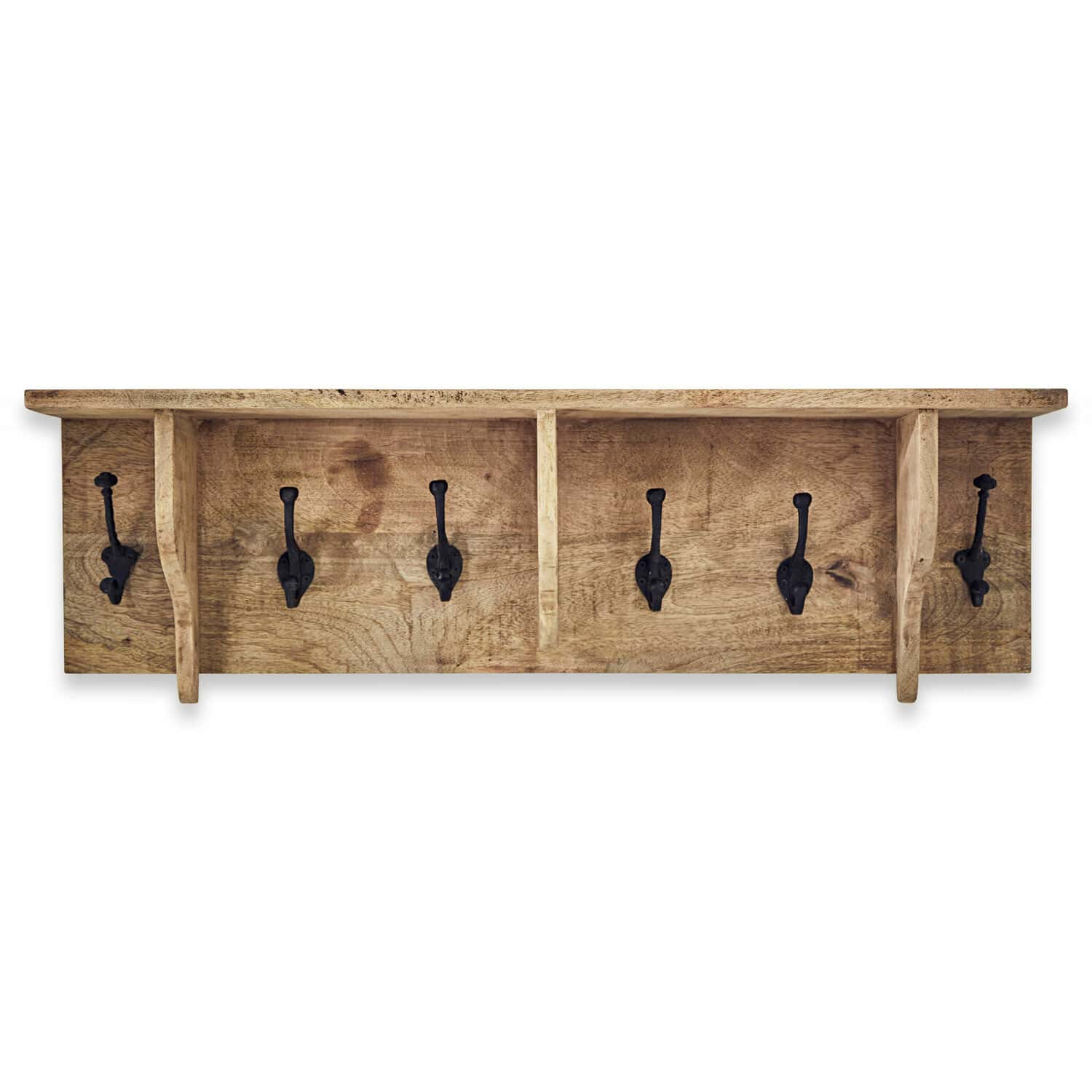 Portemanteau Boetica Porte-manteau mural en bois avec six crochets en métal noir pour l'entrée