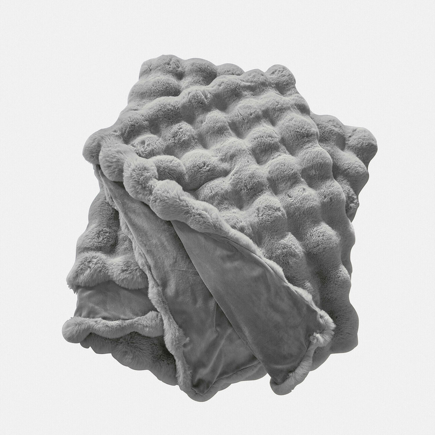 Plaid gris Zalina en fausse fourrure douce avec envers velours pour un confort chaleureux