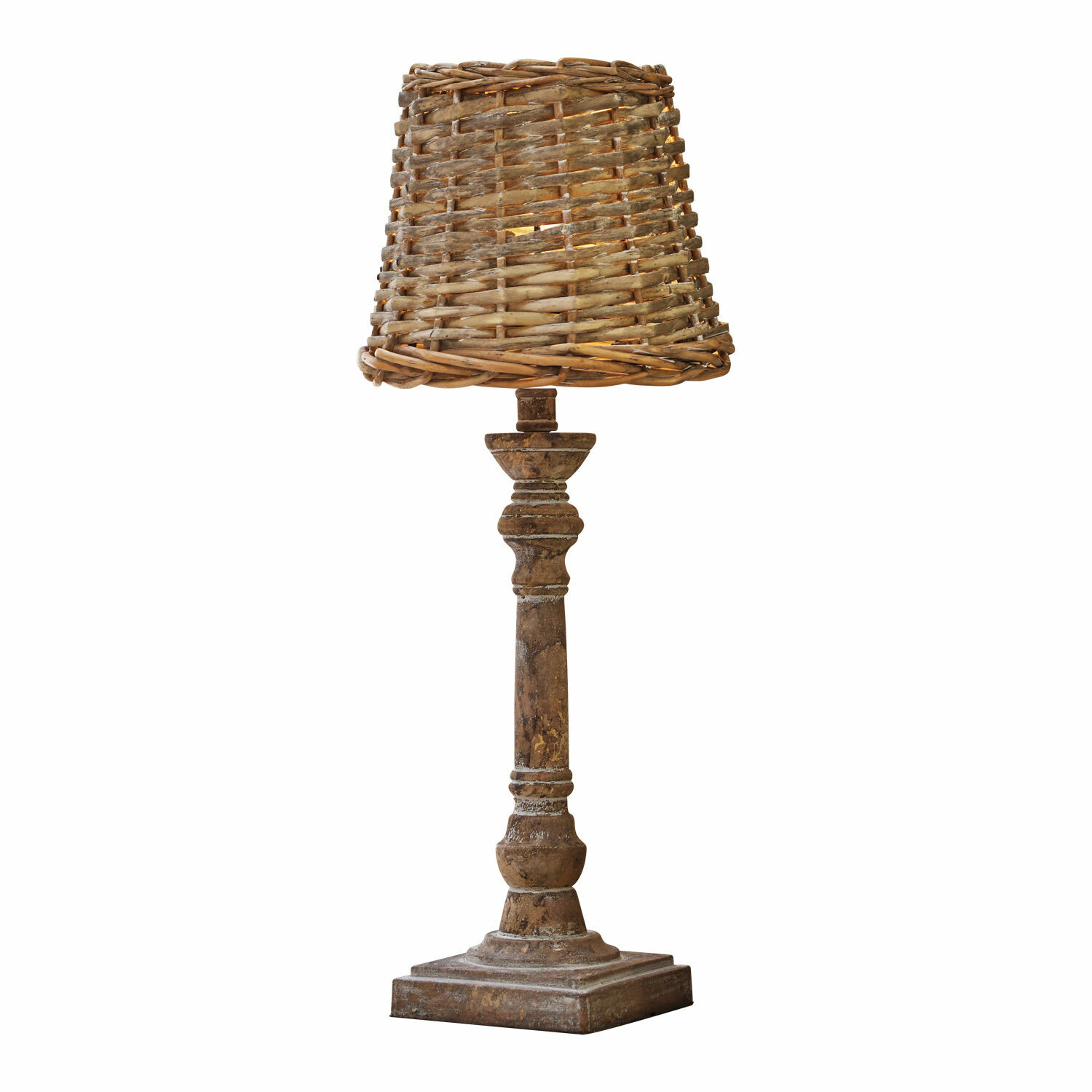 marron/marron vieilli Lampe de table Noelie marron avec abat-jour en osier et base en bois pour décoration intérieure