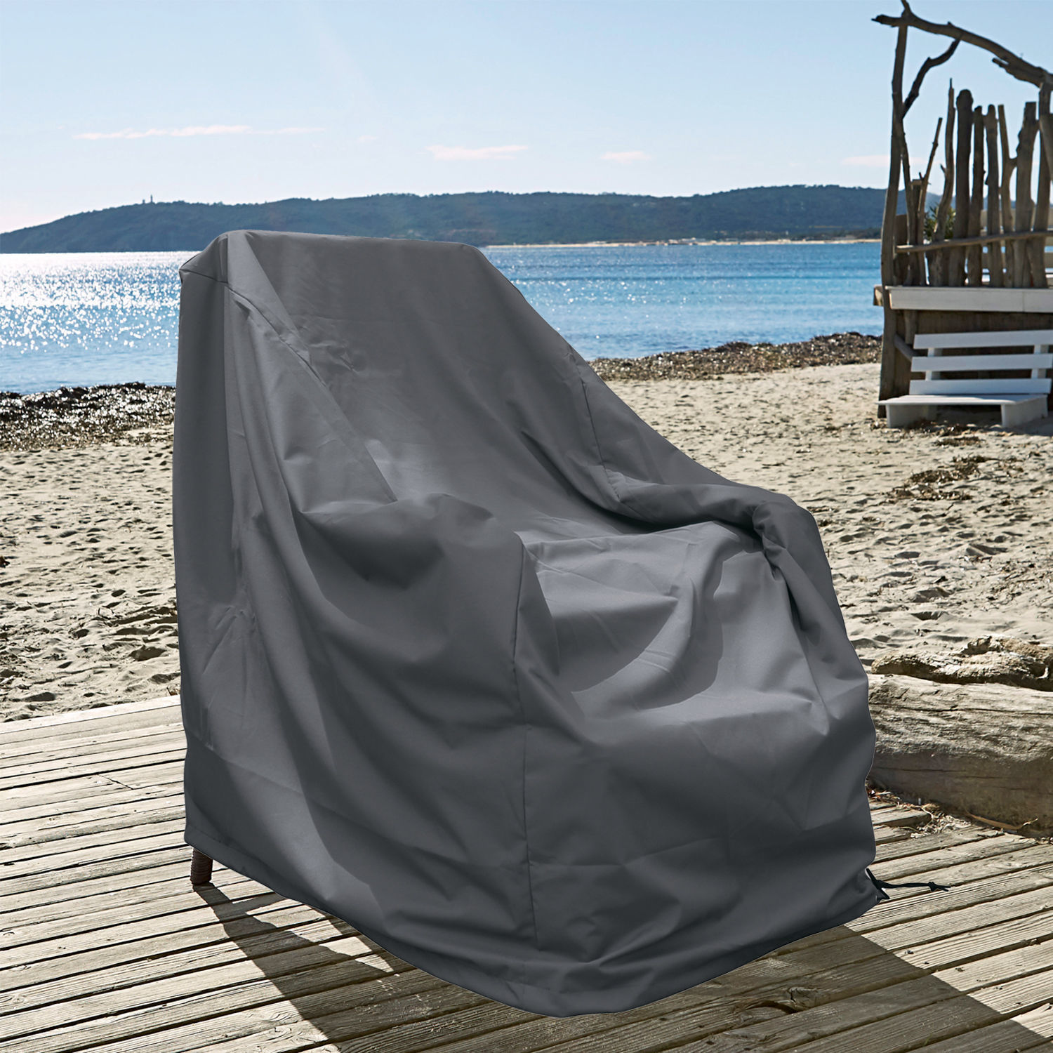Housse Jambol Housse grise imperméable pour fauteuil de jardin en tissu résistant, protection contre les intempéries