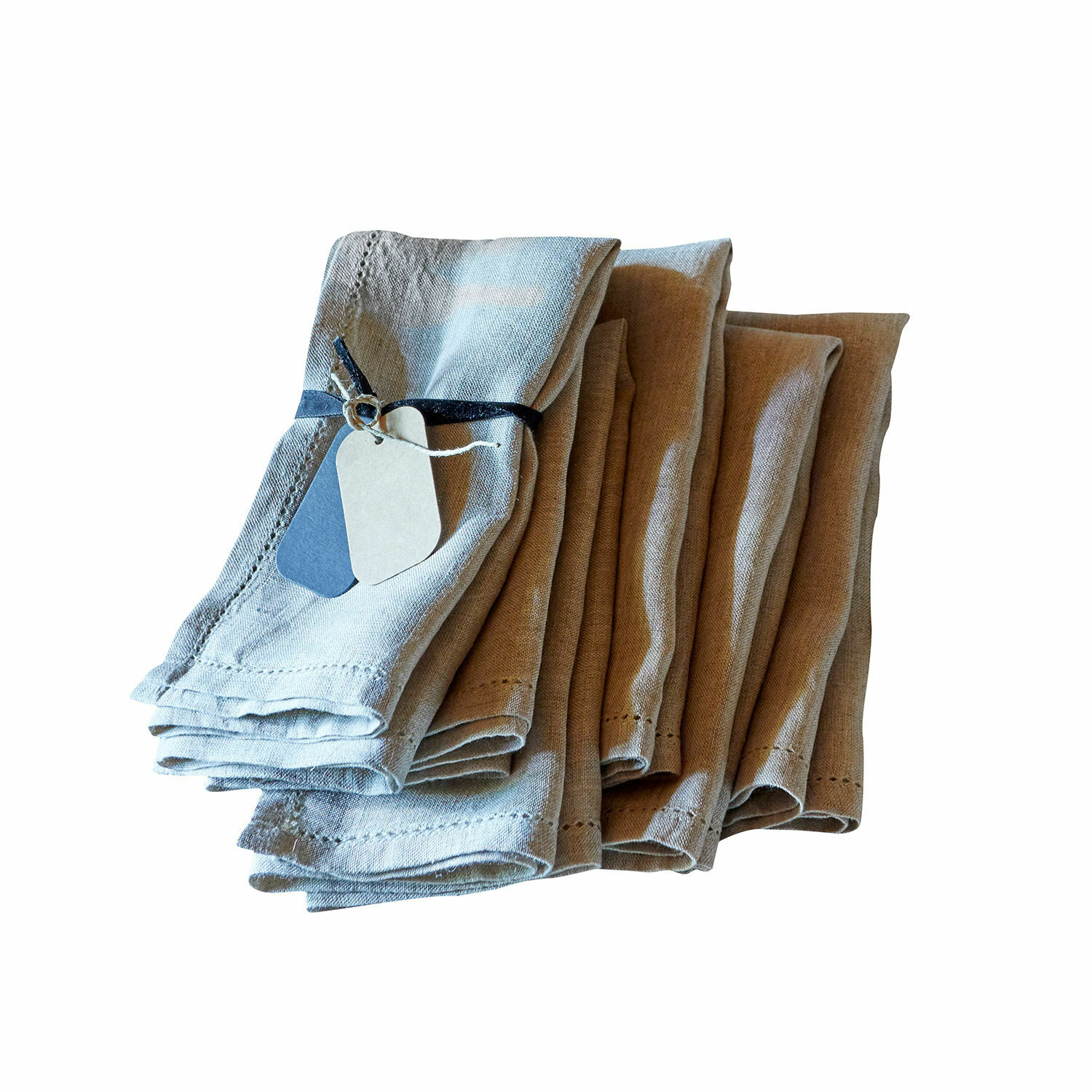 lin Lot de 6 serviettes en lin Fibi couleur naturelle pour décoration de table élégante