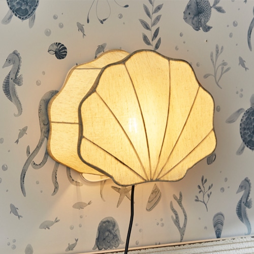 Applique murale en forme de coquillage en tissu beige chaud, décoration pour chambre d'enfant