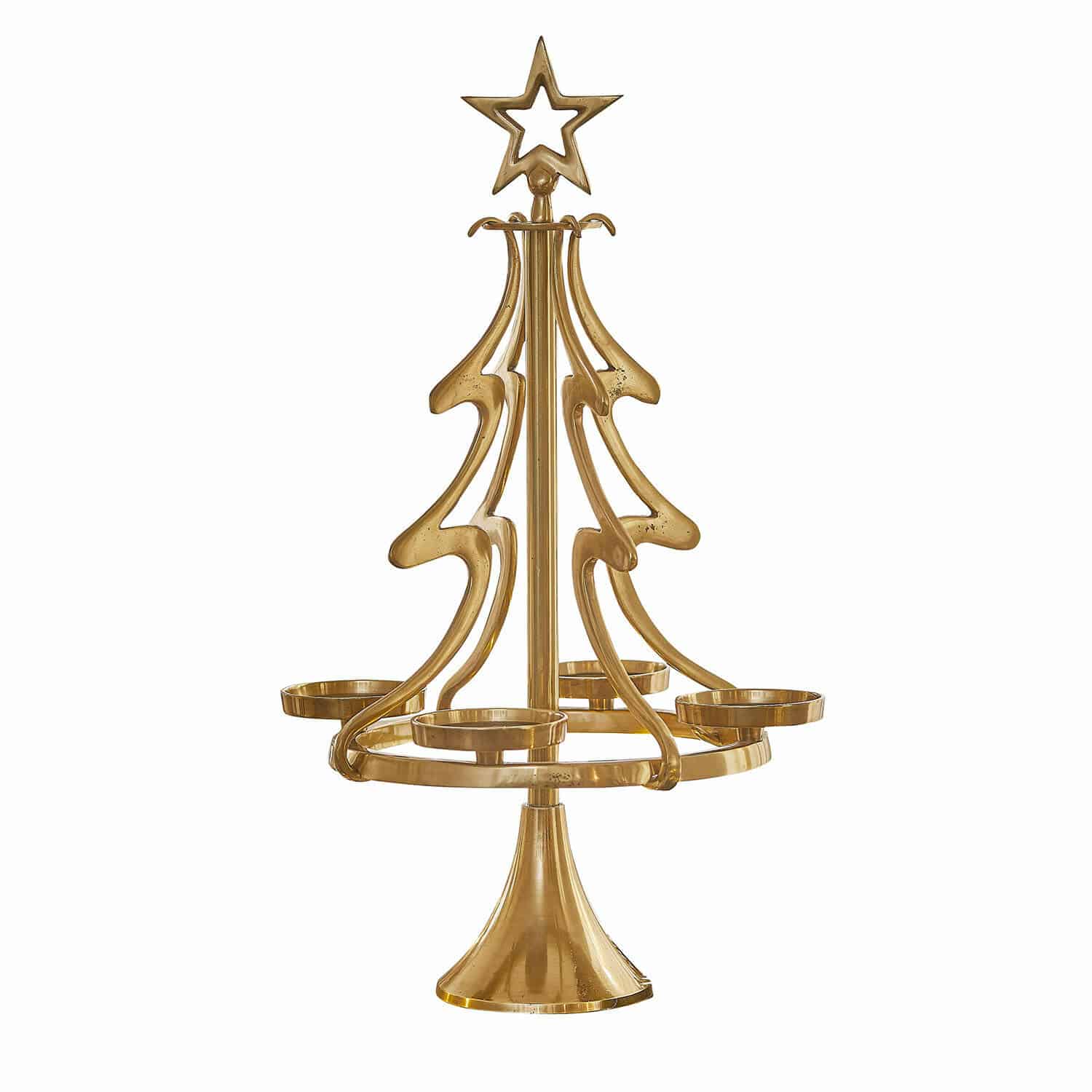 Bougeoir de l'Avent Gaetana Bougeoir en forme de sapin doré en métal pour quatre bougies, décoration de Noël