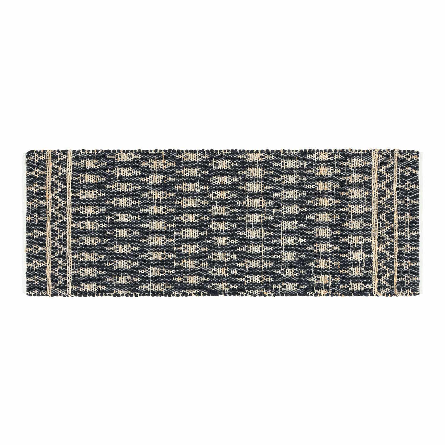 Tapis long Frizzy Tapis en tissu noir et beige à motif géométrique, décoration intérieure et sol