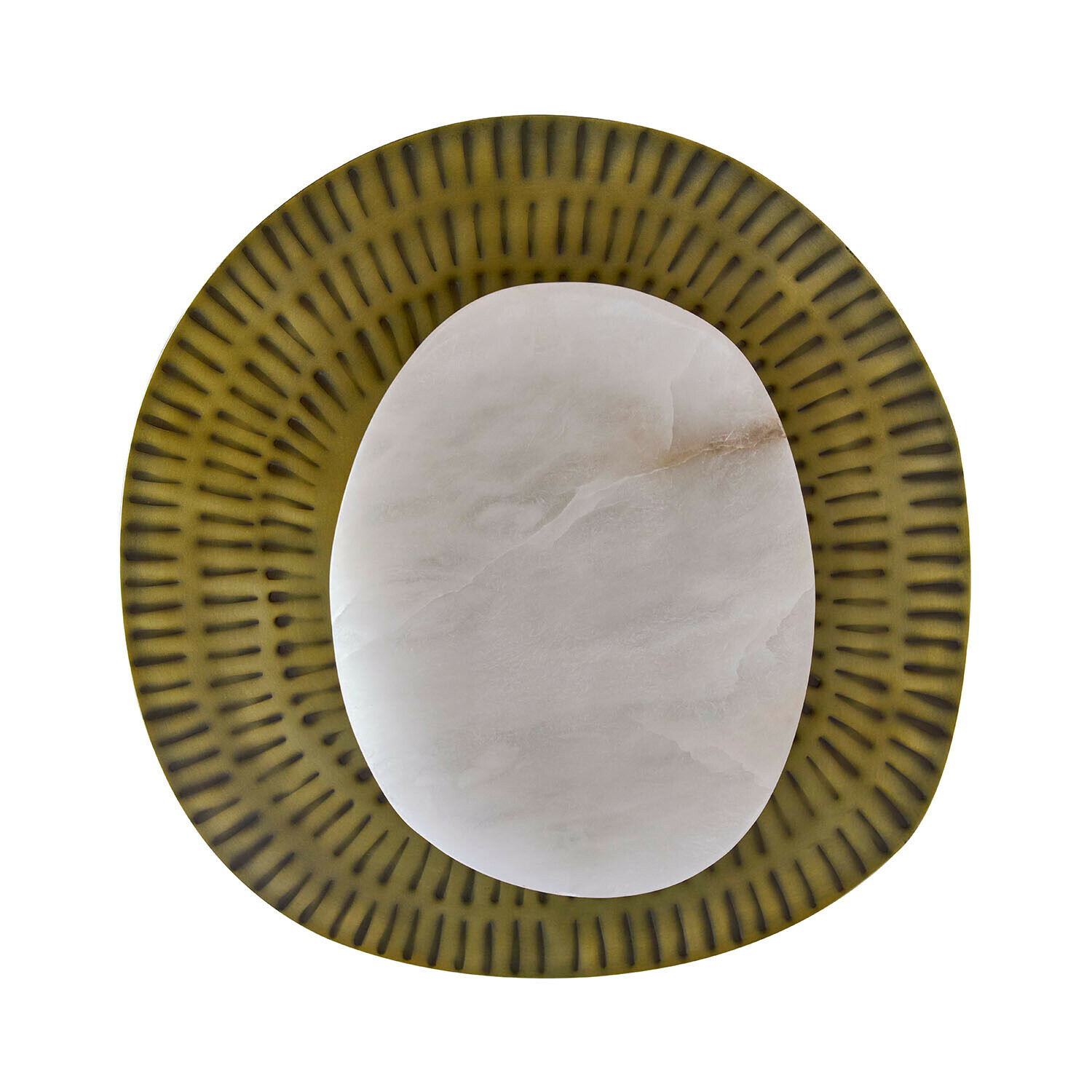 Applique Piedraclara Bol en marbre blanc et verre olive avec motif, décoration moderne pour salon ou table