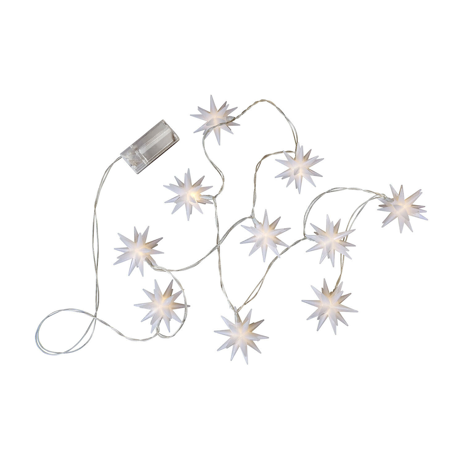 Guirlande lumineuse Valerino Guirlande lumineuse LED étoiles blanches avec câble transparent pour décoration festive intérieure