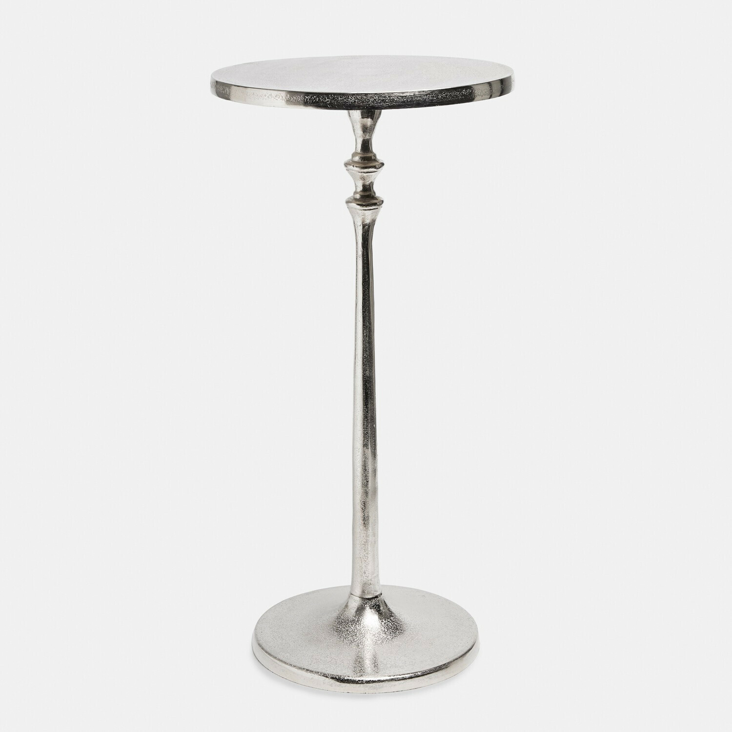 Table d’appoint Jalevar Table d'appoint ronde en métal argenté avec pied décoratif pour salon moderne