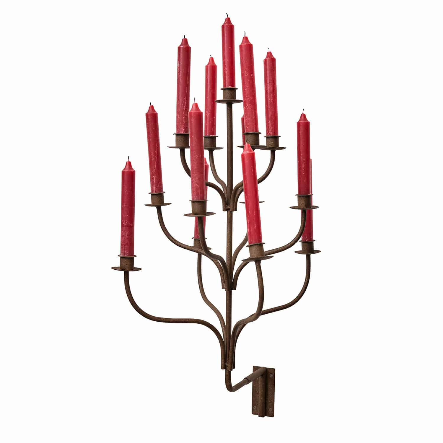 Chandelier mural Ferelina Chandelier mural en métal rouillé avec 12 bougies rouges, décoration intérieure vintage