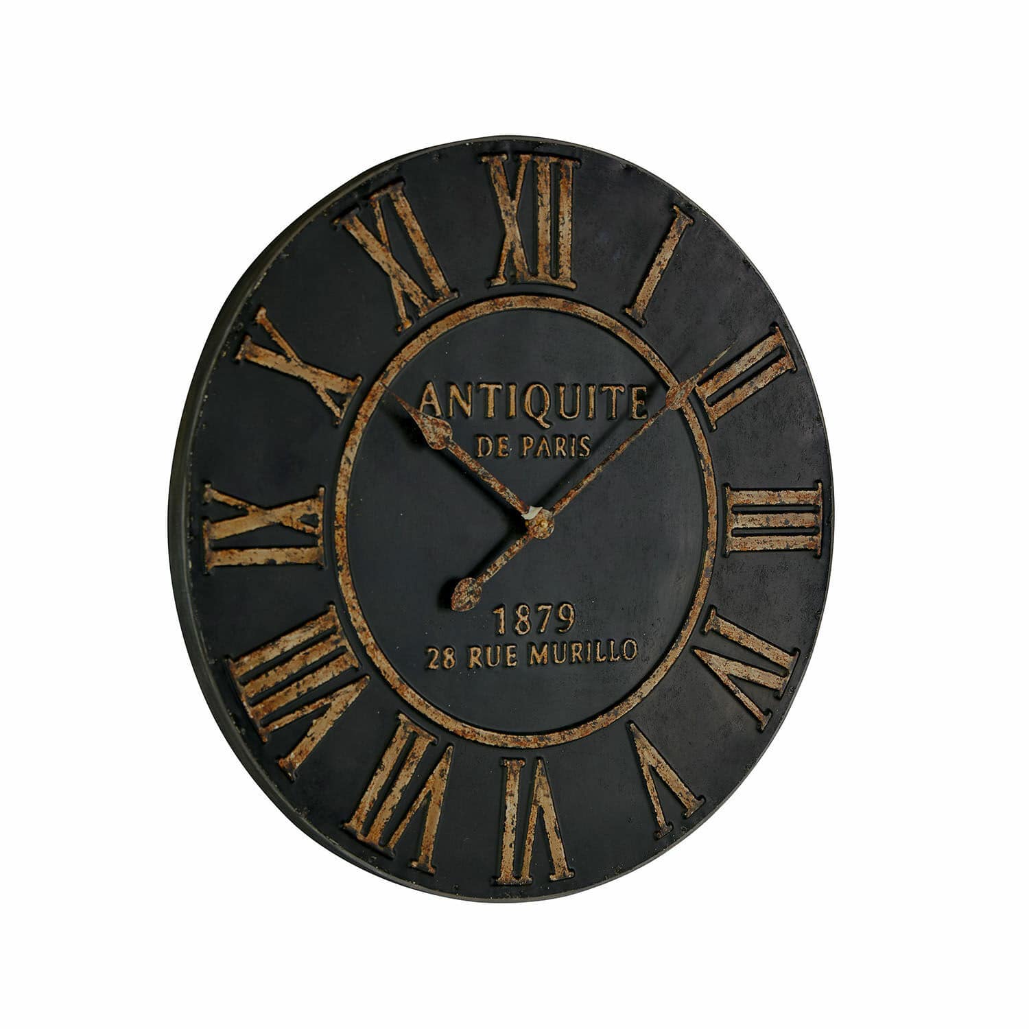 Horloge Murillo Horloge murale noire avec chiffres romains et finition cuivre vieillie style vintage