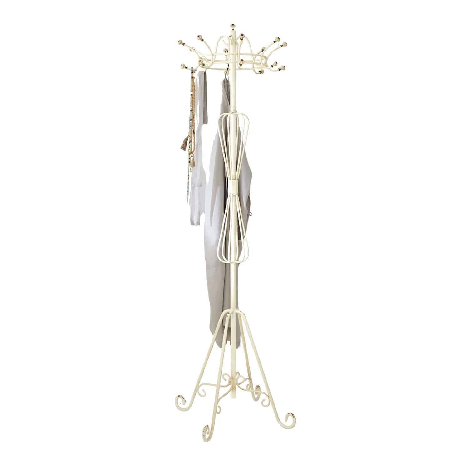 Portemanteau Whitlowe Porte-manteau en métal crème avec crochets décoratifs et écharpes suspendues
