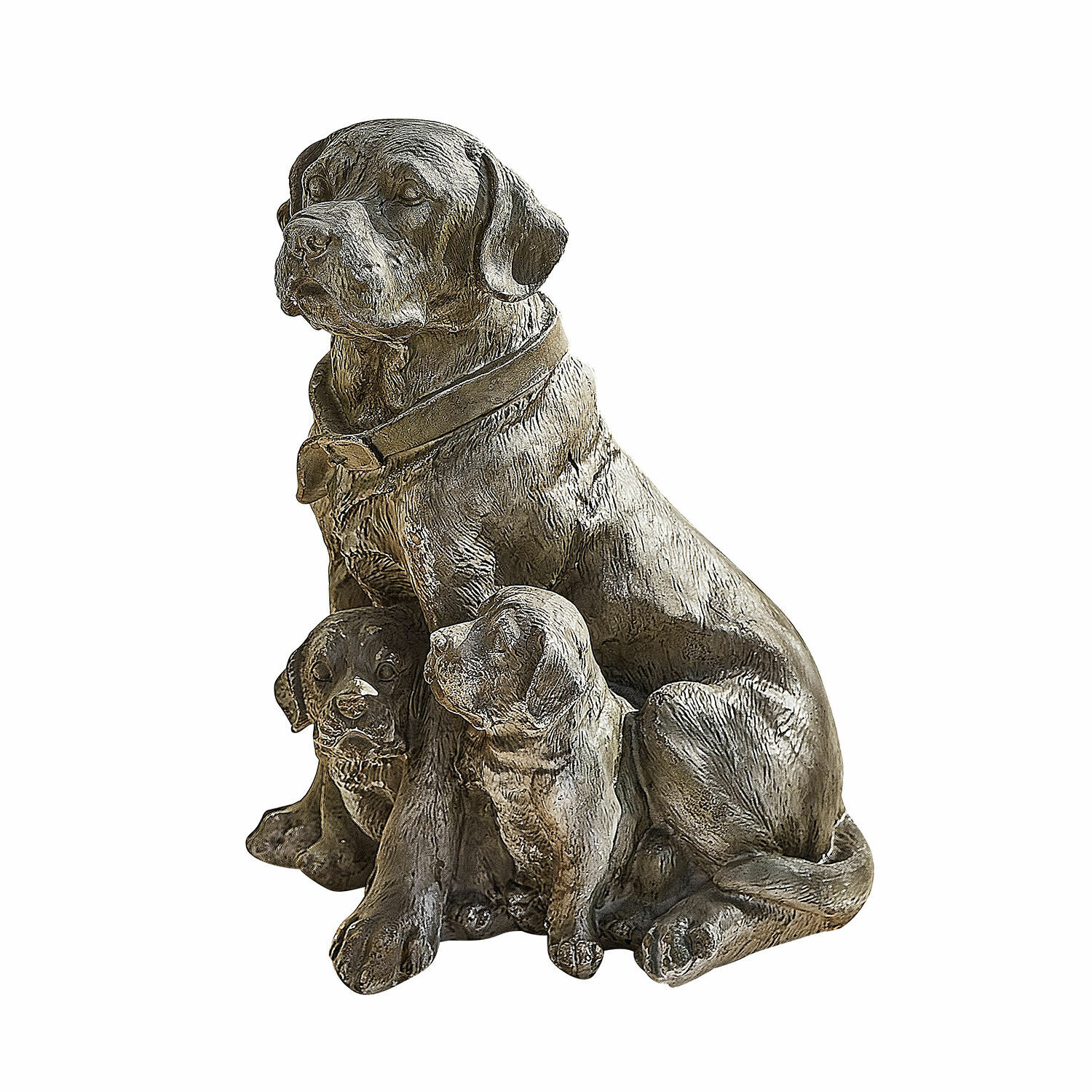 Chien décoratif Samiran Sculpture en métal brun d'un chien avec deux chiots, décoration pour jardin