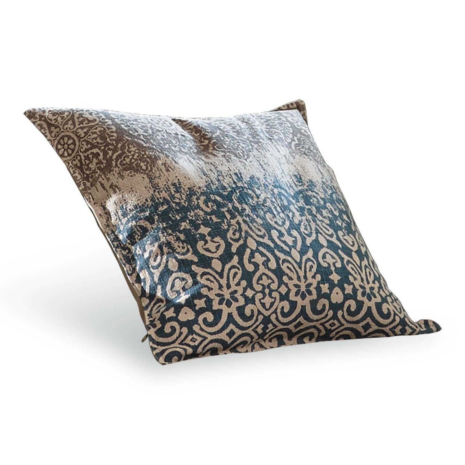 Coussin Rod Housse de coussin en coton avec motif bleu et beige, parfaite pour la décoration intérieure