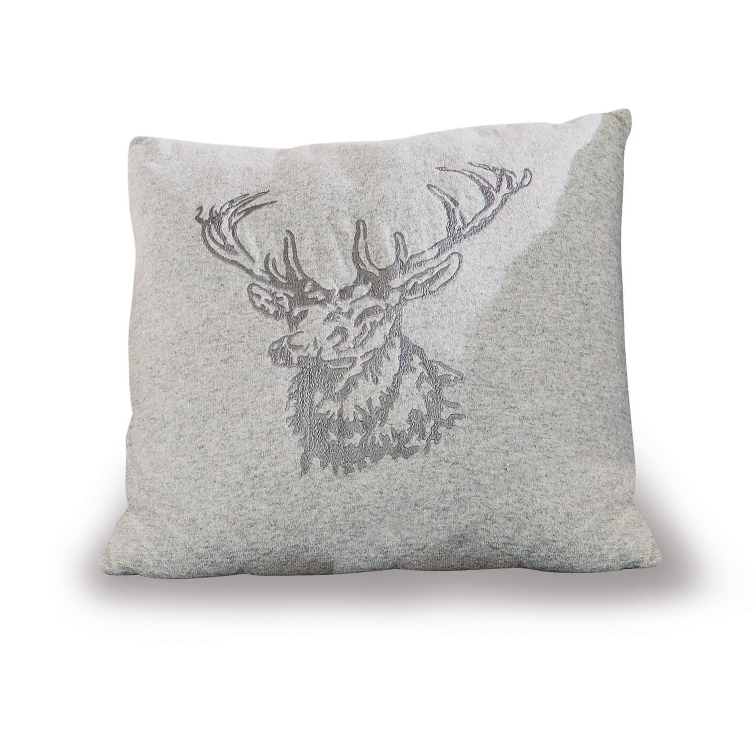 Housse de coussin Dario Coussin gris en tissu doux avec motif brodé de cerf, décoration intérieure, textile maison