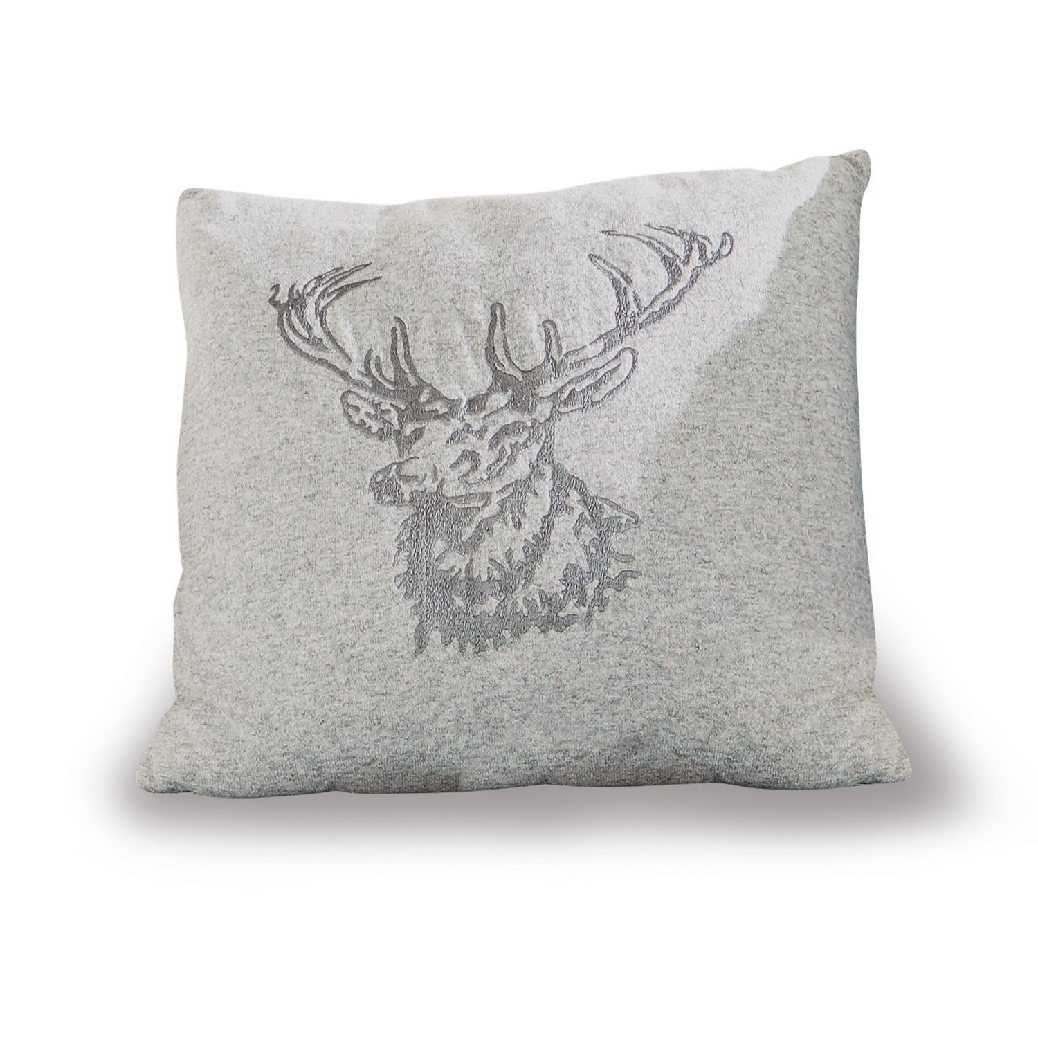 Housse de coussin Dario Coussin gris en tissu doux avec motif brodé de cerf, décoration intérieure, textile maison