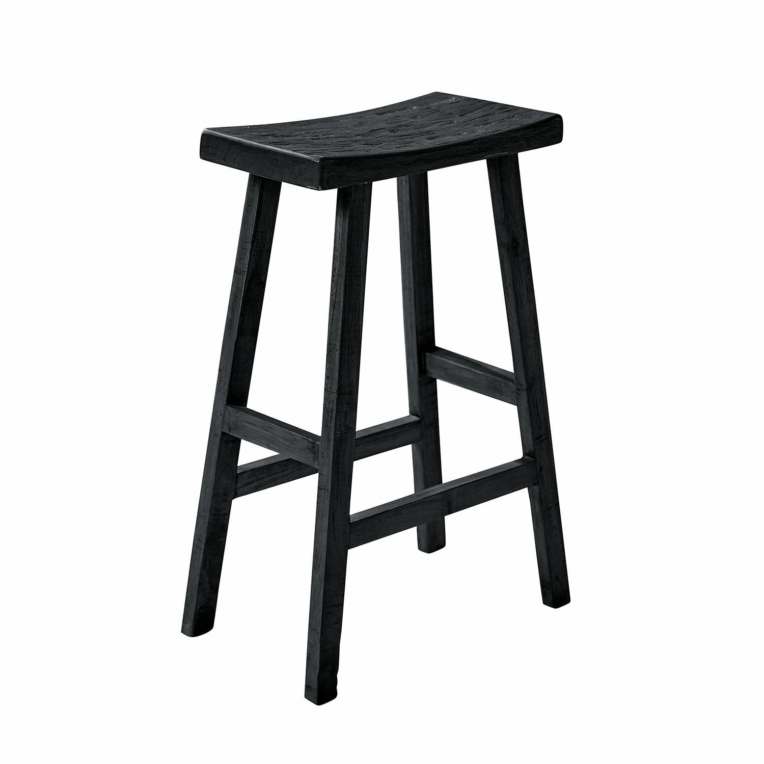 noir Tabouret en bois noir au design simple, parfait pour la cuisine et le salon