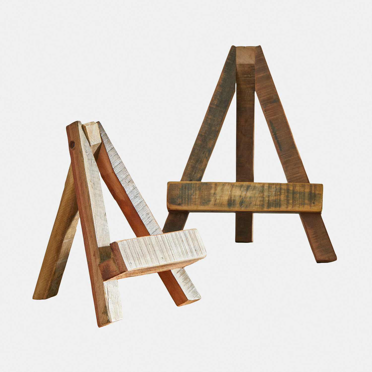 Lot de 2 chevalets pour photos Valerosas Chevalets en bois naturel et blanc, supports pratiques pour cadres et décorations