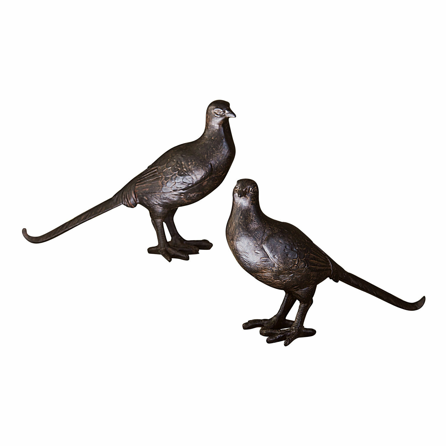 Lot de 2 oiseaux décoratifs Roddy Paire d'oiseaux décoratifs en métal brun foncé, décoration intérieure et extérieure