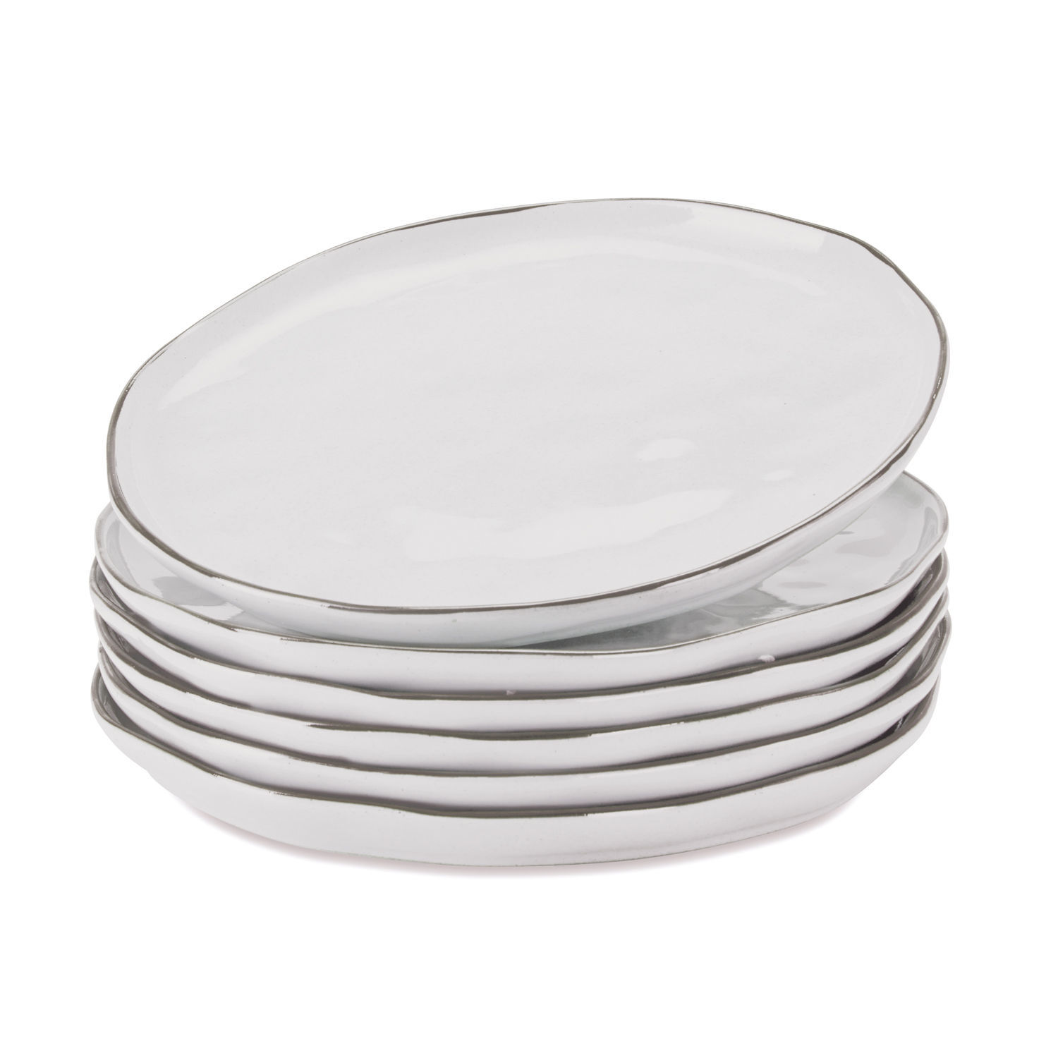 blanc mat Ensemble de 6 assiettes blanches mates en céramique Biarritz pour repas élégants