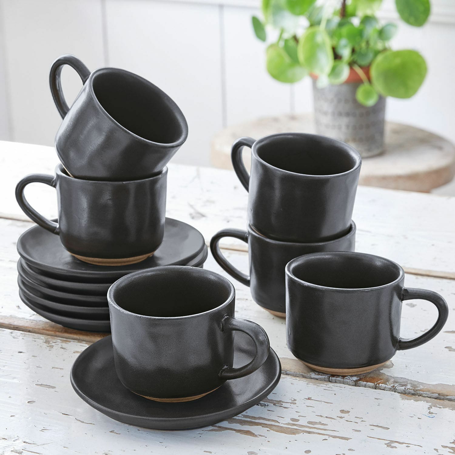 Lot de 6 tasses à café avec soucoupes Biarré
