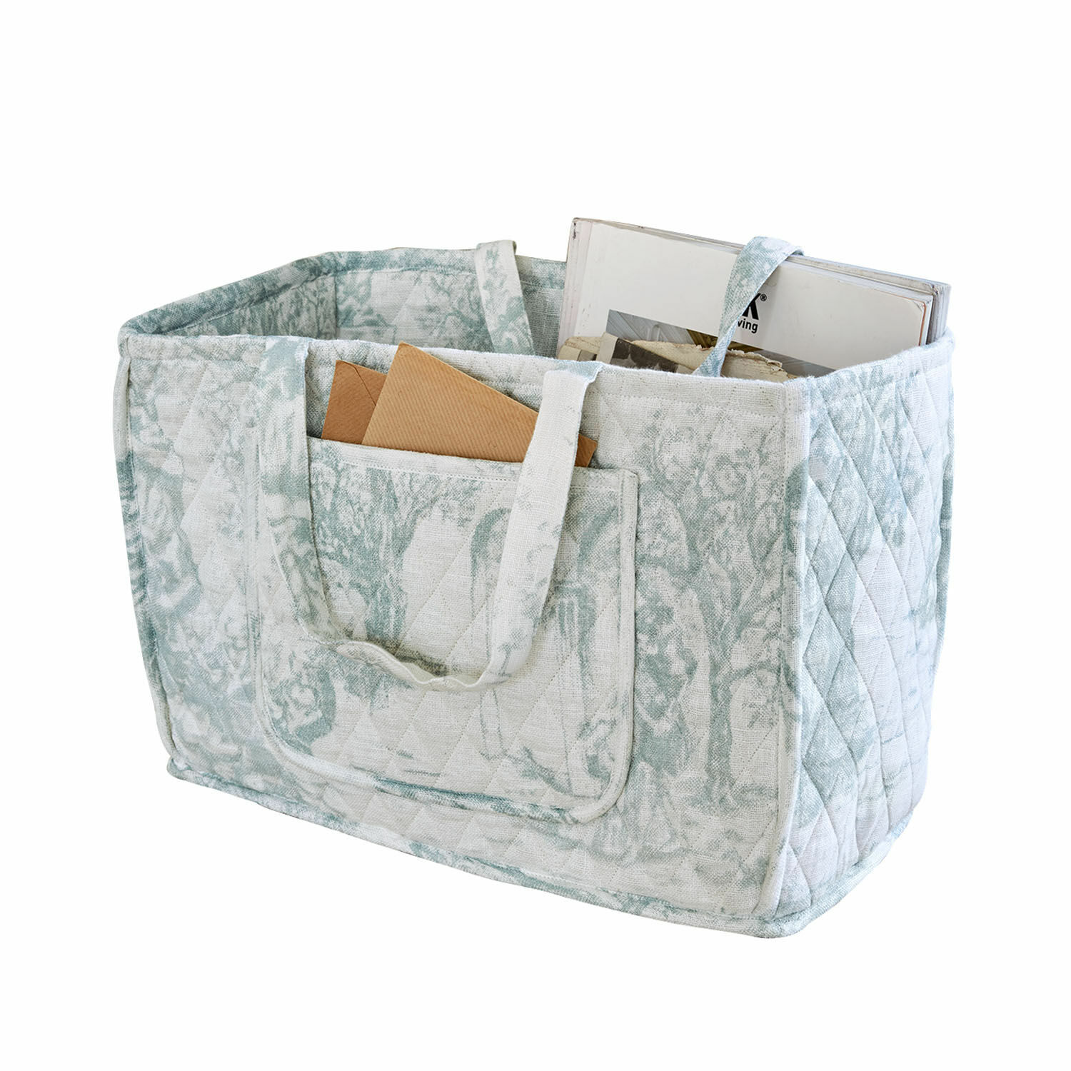 Sac Dedwen Organisateur matelassé en tissu clair avec poignées et poche pour lettres et livres