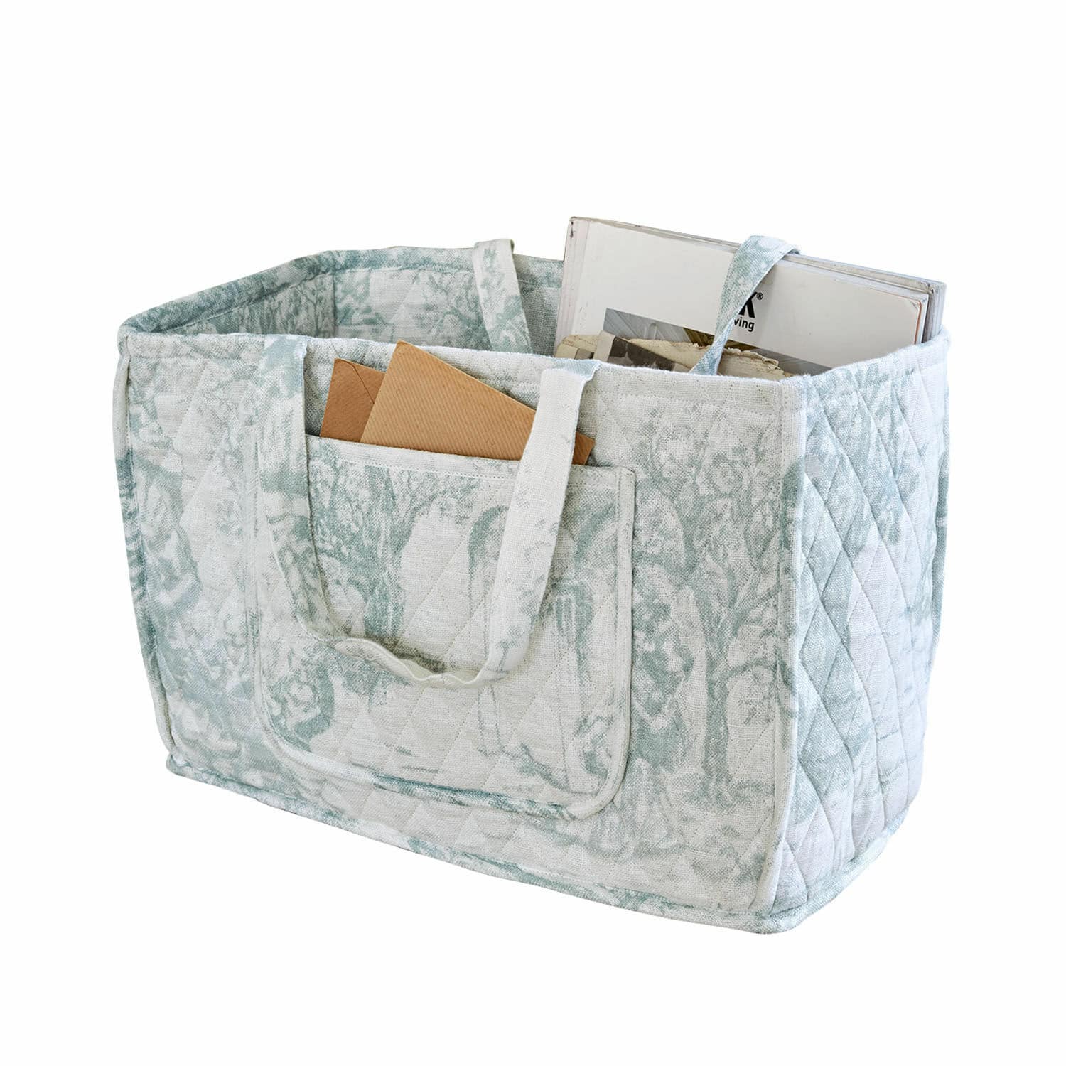 Sac Dedwen Organisateur matelassé en tissu clair avec poignées et poche pour lettres et livres