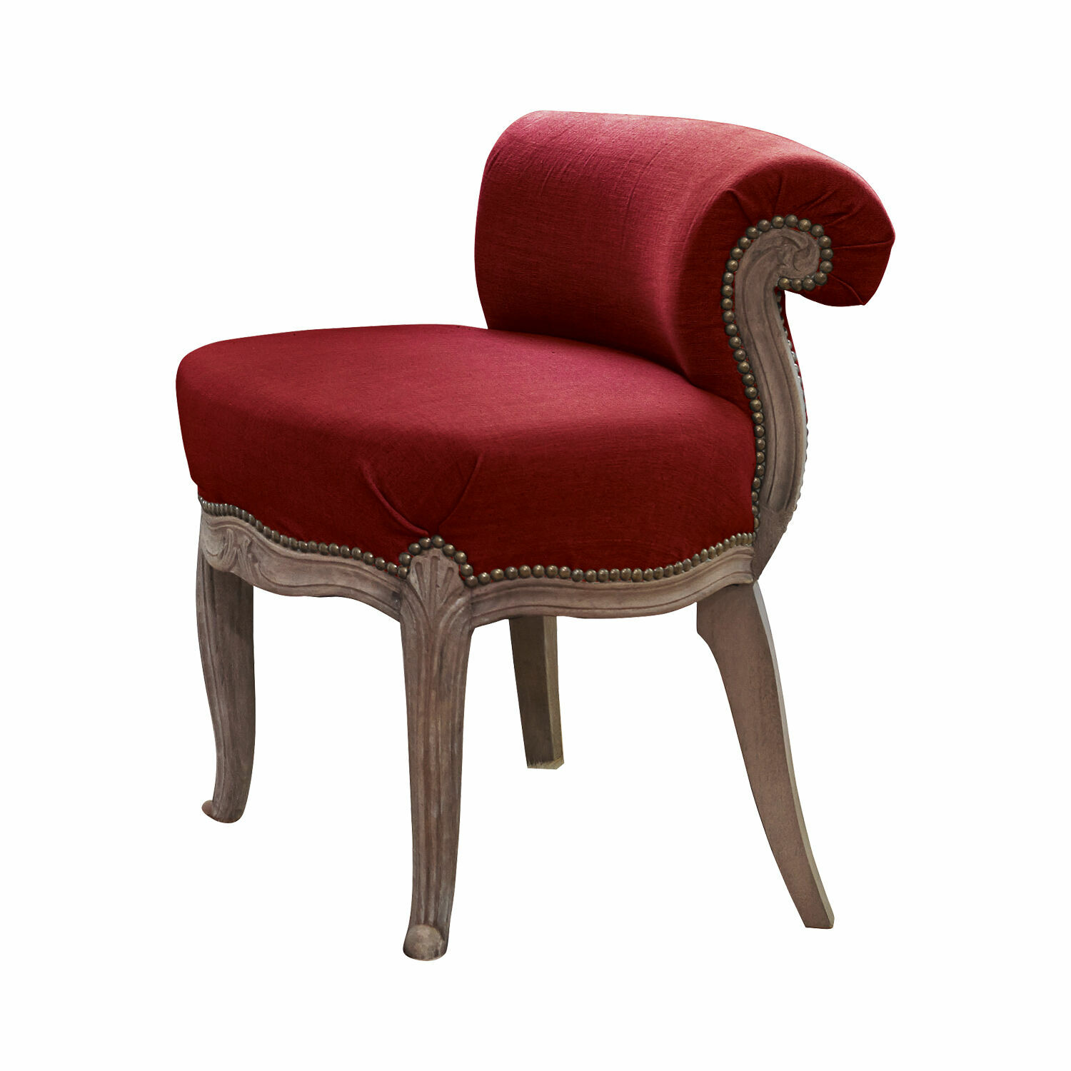 rouge Fauteuil Rivel rouge en tissu avec cadre en bois, meuble élégant pour salon