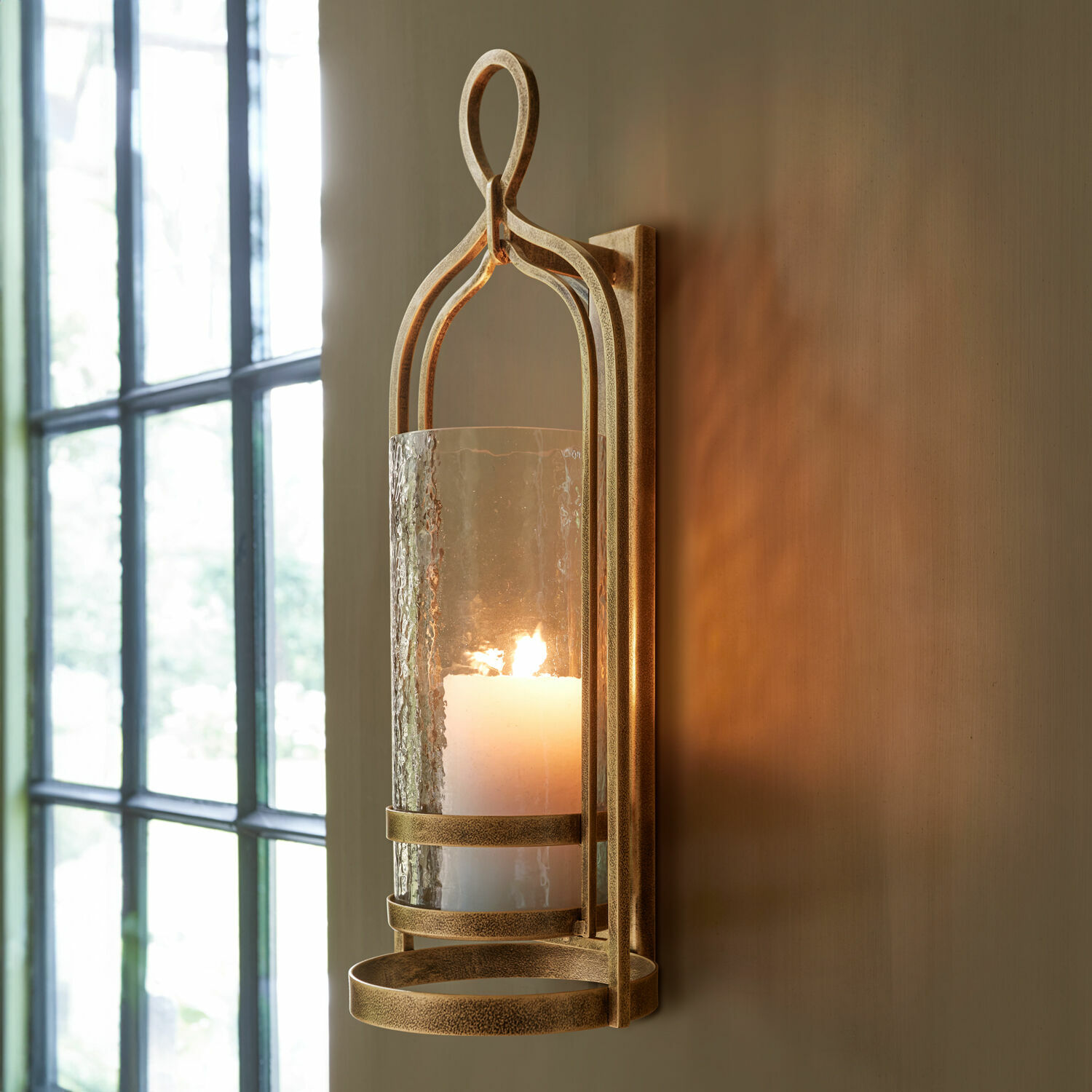 Chandelier mural Biserre Applique murale en métal doré avec verre transparent et bougie blanche pour décoration intérieure