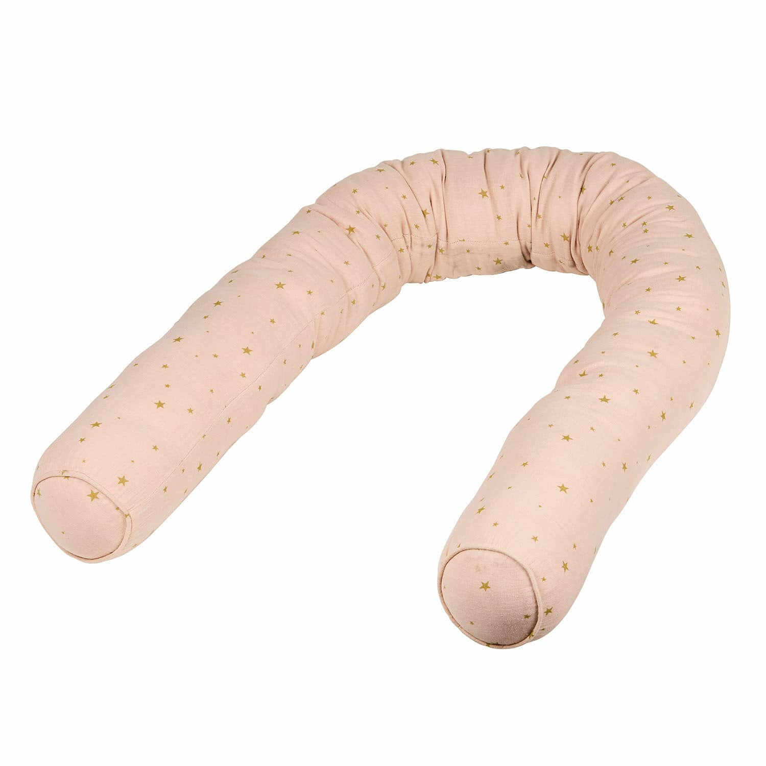 Tour de lit traversin Vianne Coussin de sommeil en coton rose en forme de U avec imprimé étoiles dorées
