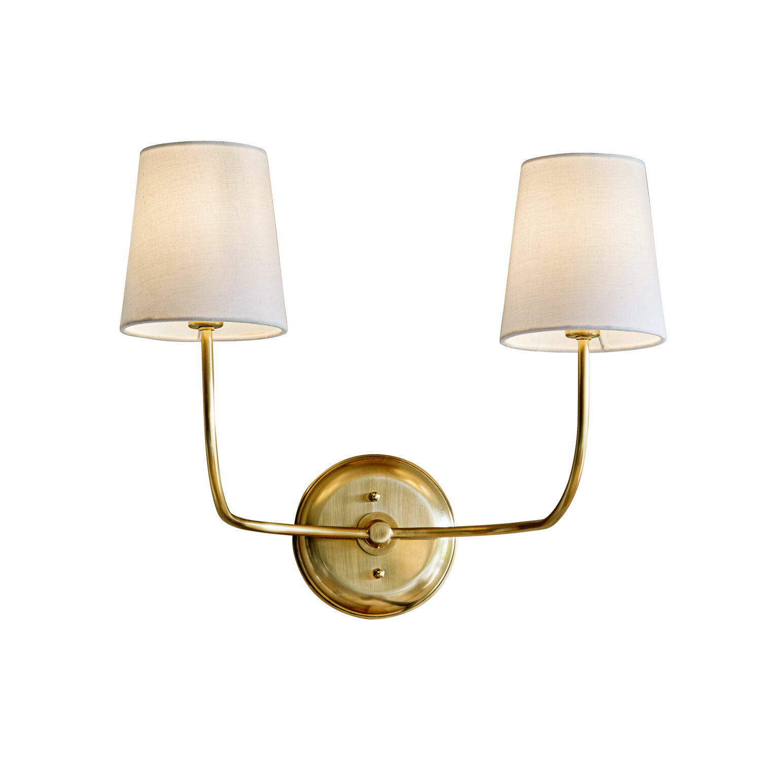 Applique Plainfield Applique murale double en laiton avec abat-jours blancs en tissu pour éclairage intérieur