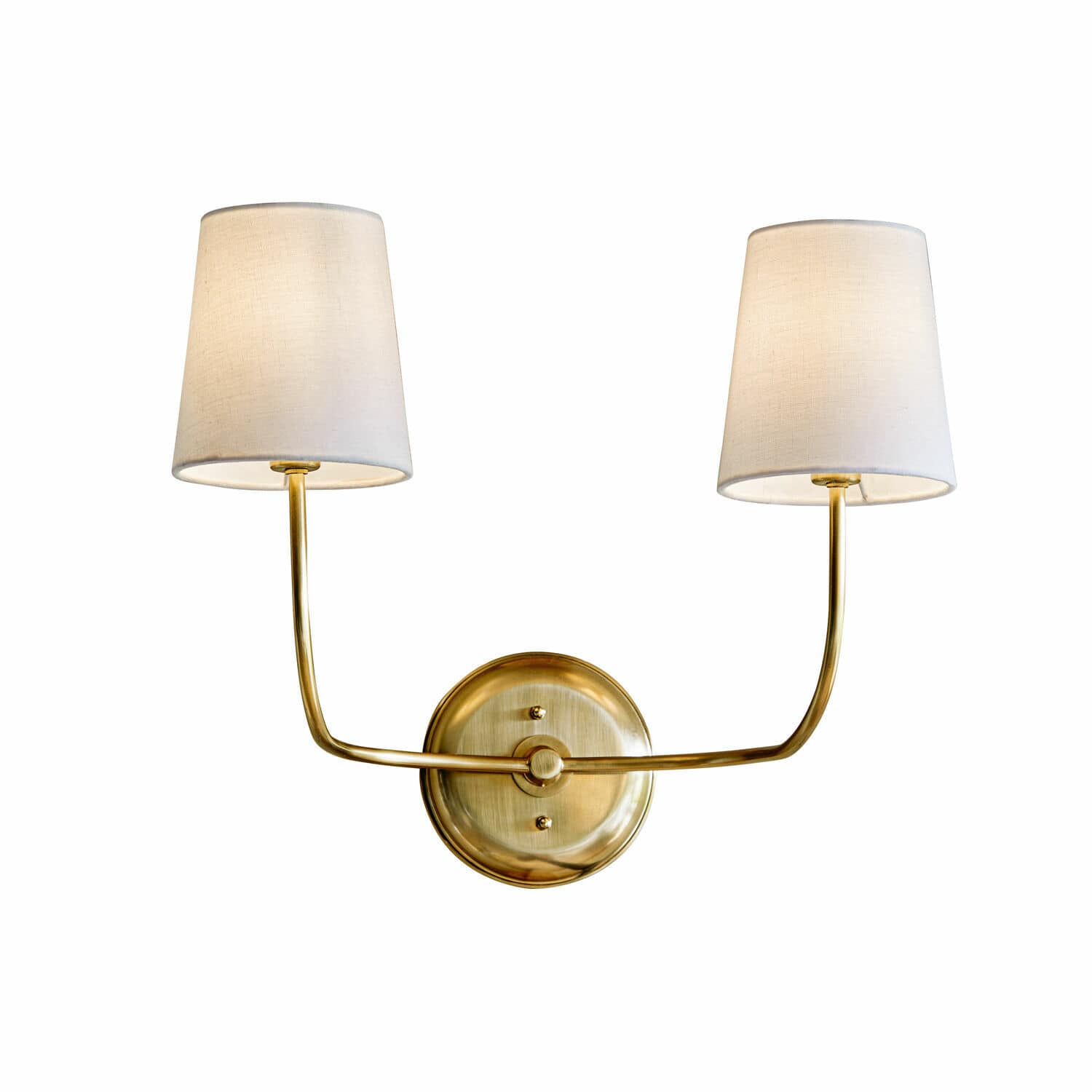 Applique Plainfield Applique murale double en laiton avec abat-jours blancs en tissu pour éclairage intérieur