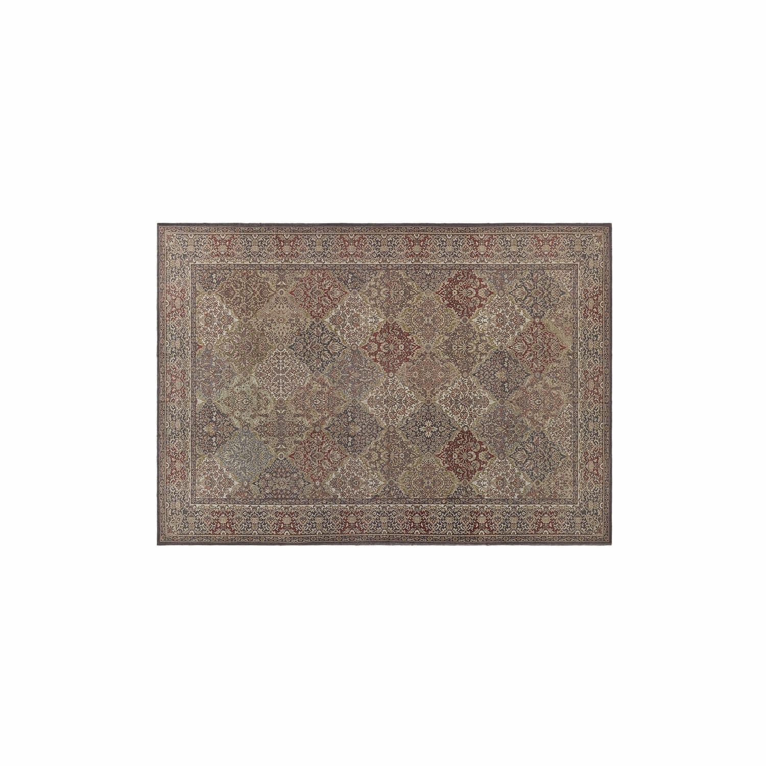 Tapis d'intérieur et d'extérieur Malhira Tapis à motif patchwork en tons bruns et rouges, décoratif et élégant pour salon moderne