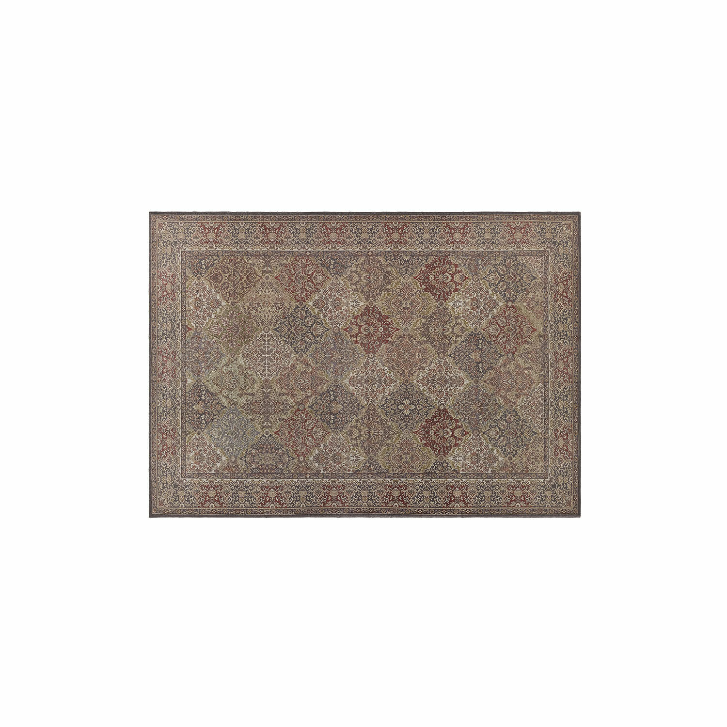 Tapis d'intérieur et d'extérieur Malhira Tapis à motif patchwork en tons bruns et rouges, décoratif et élégant pour salon moderne