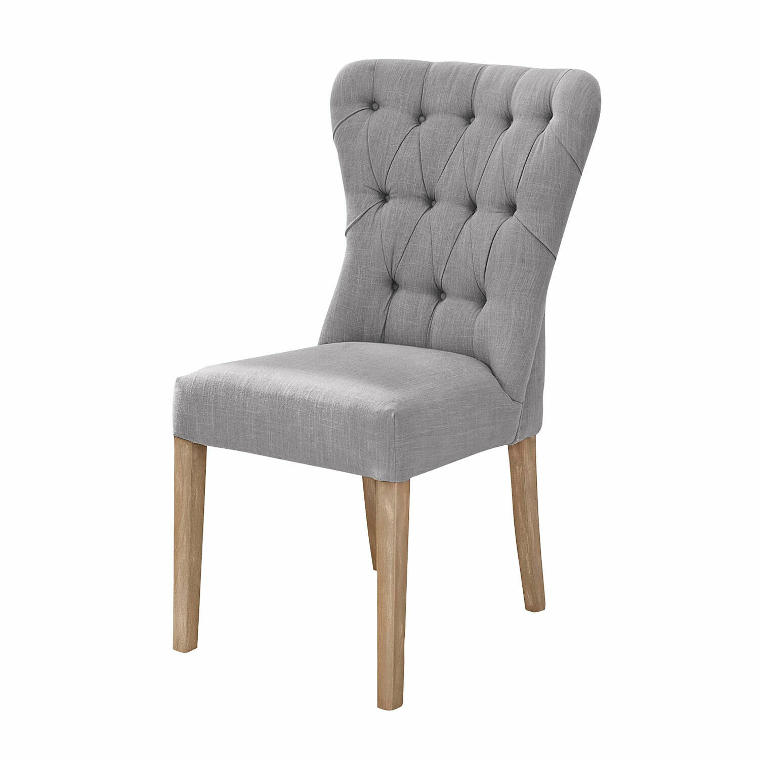 gris bleu Chaise Saint Laurent en tissu bleu-gris avec pieds en bois pour salle à manger élégante