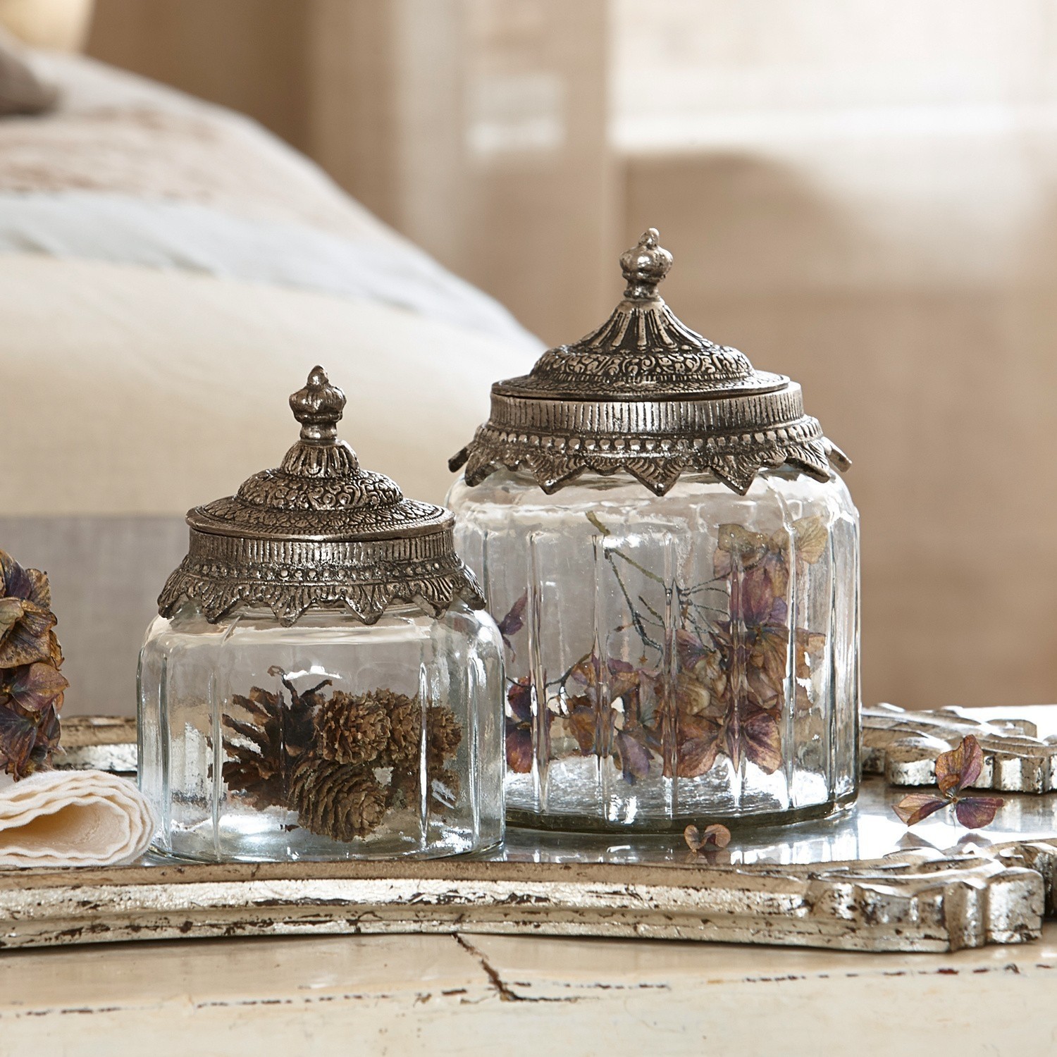 Lot de 2 bonbonnières en verre Laféline