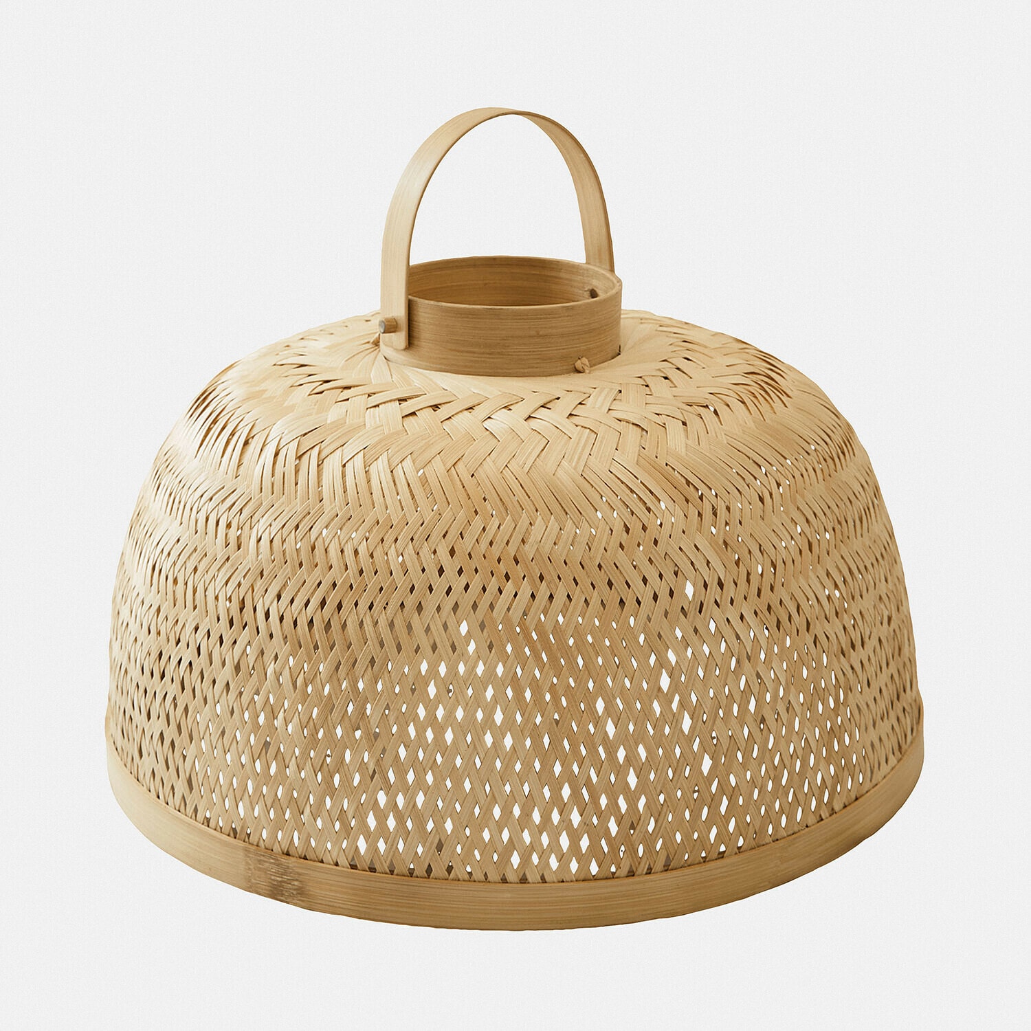 Cloche de protection Stormea Panier en bambou naturel avec poignée et motif ajouré, léger et pratique pour le rangement