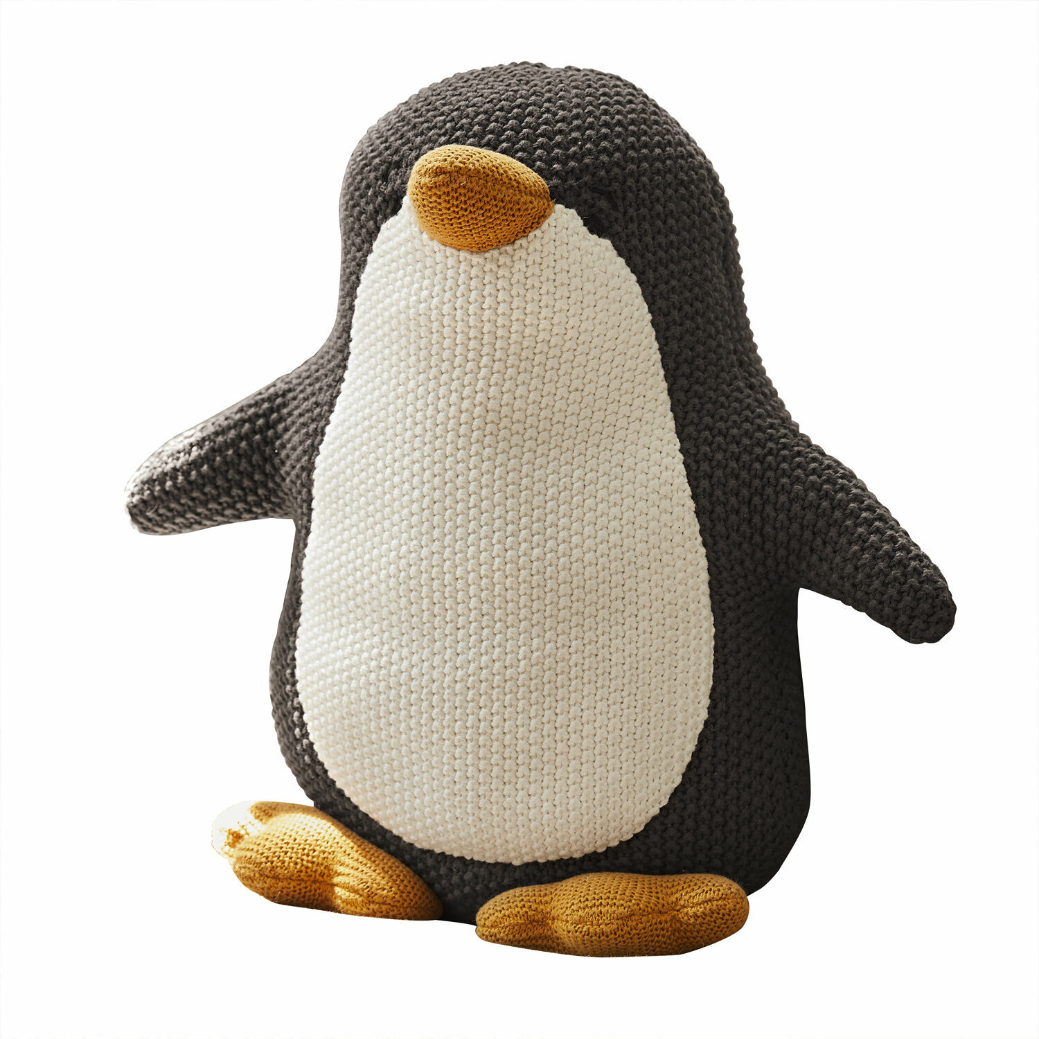 Peluche Jocienne Peluche pingouin noir et blanc avec nez et pattes jaunes, jouet doux pour enfants