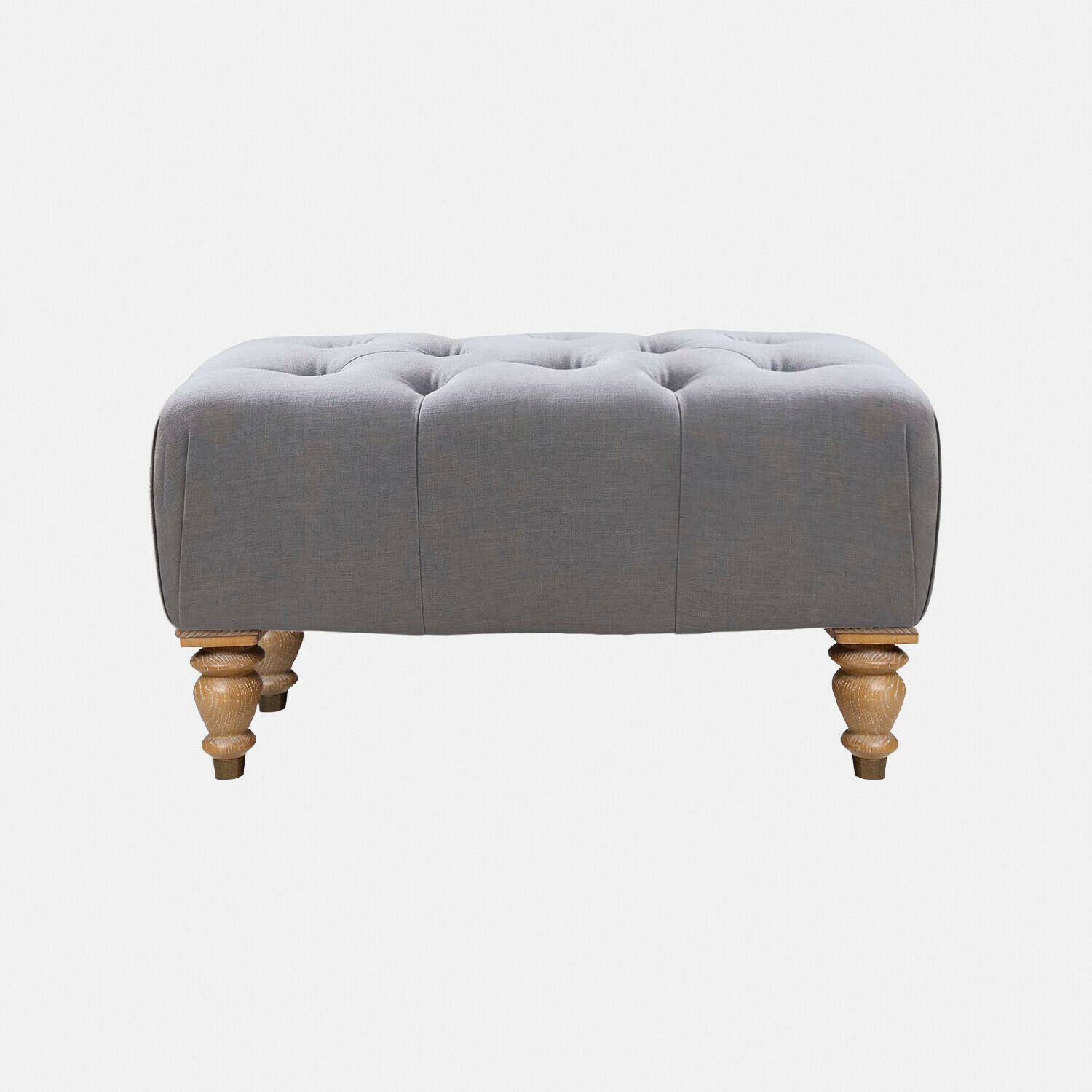 bleu-gris Pouf Durance gris-bleu en tissu avec pieds en bois, siège confortable pour salon moderne