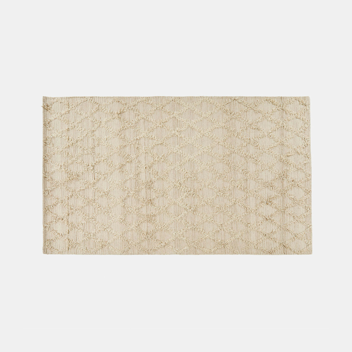 Tapis Yoann Tapis beige avec motif géométrique en tissu doux, parfait pour salon ou chambre à coucher