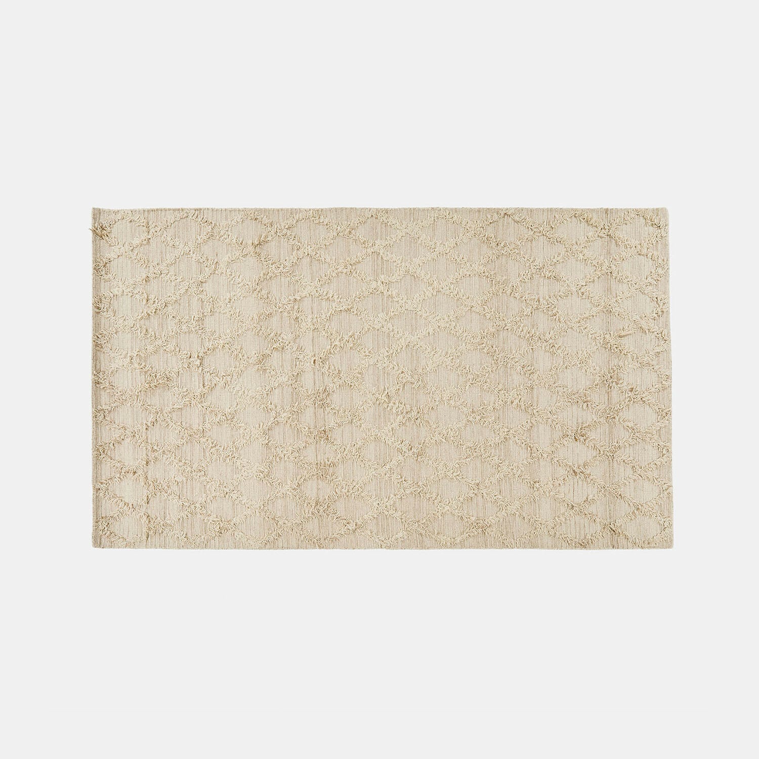 Tapis Yoann Tapis beige avec motif géométrique en tissu doux, parfait pour salon ou chambre à coucher