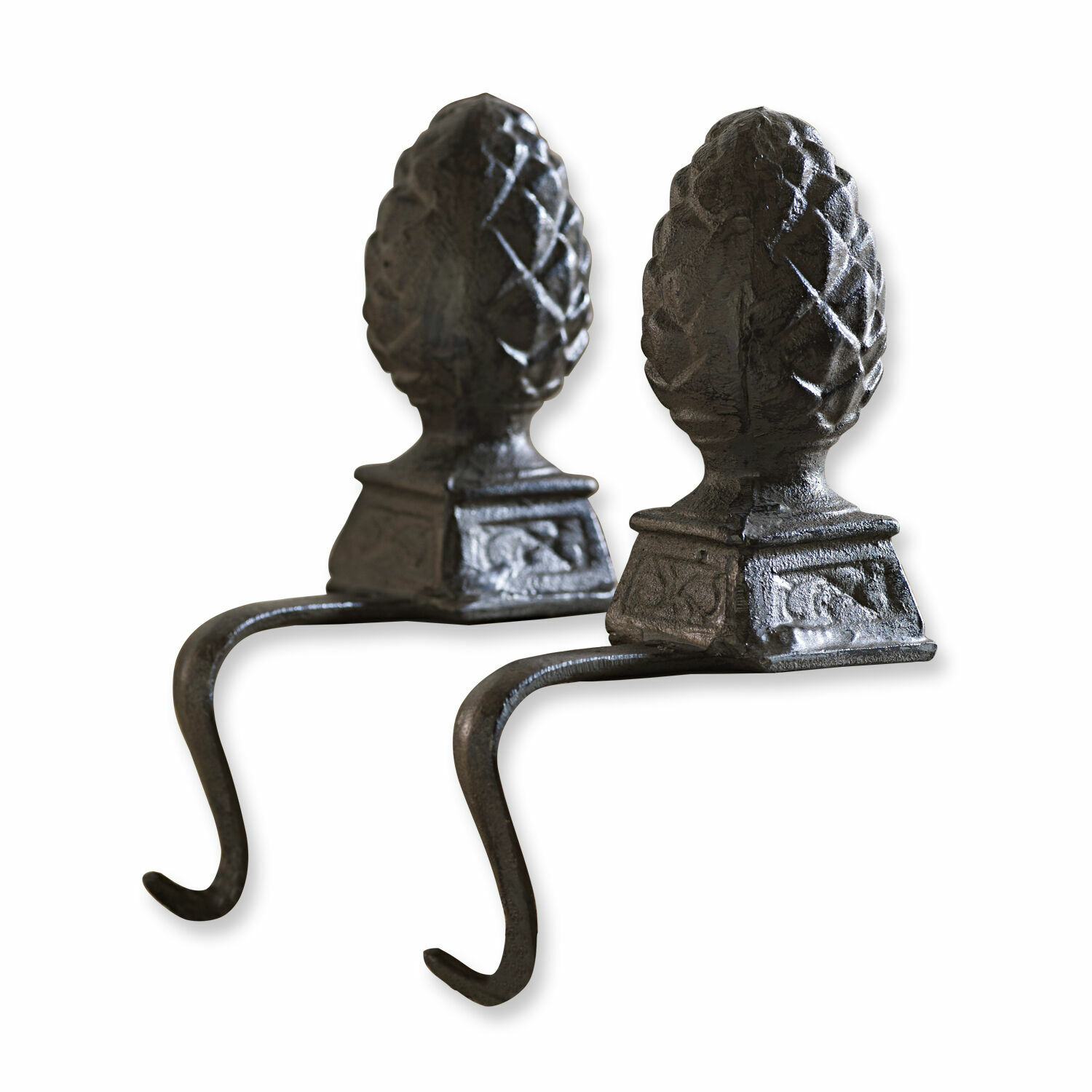 marron vieilli Lot de 2 pommes de pin en fer brun foncé Lucielle avec crochets, décoration intérieure et extérieure