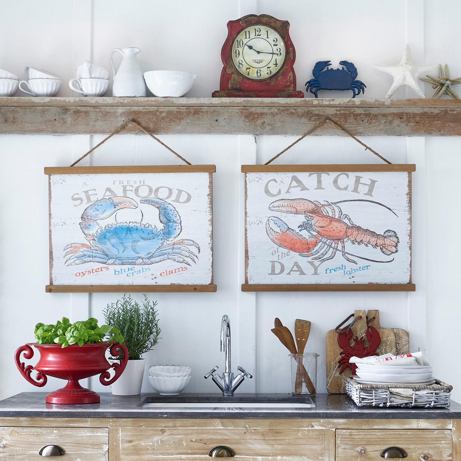 Lot de 2 panneaux décoratifs Crustacean