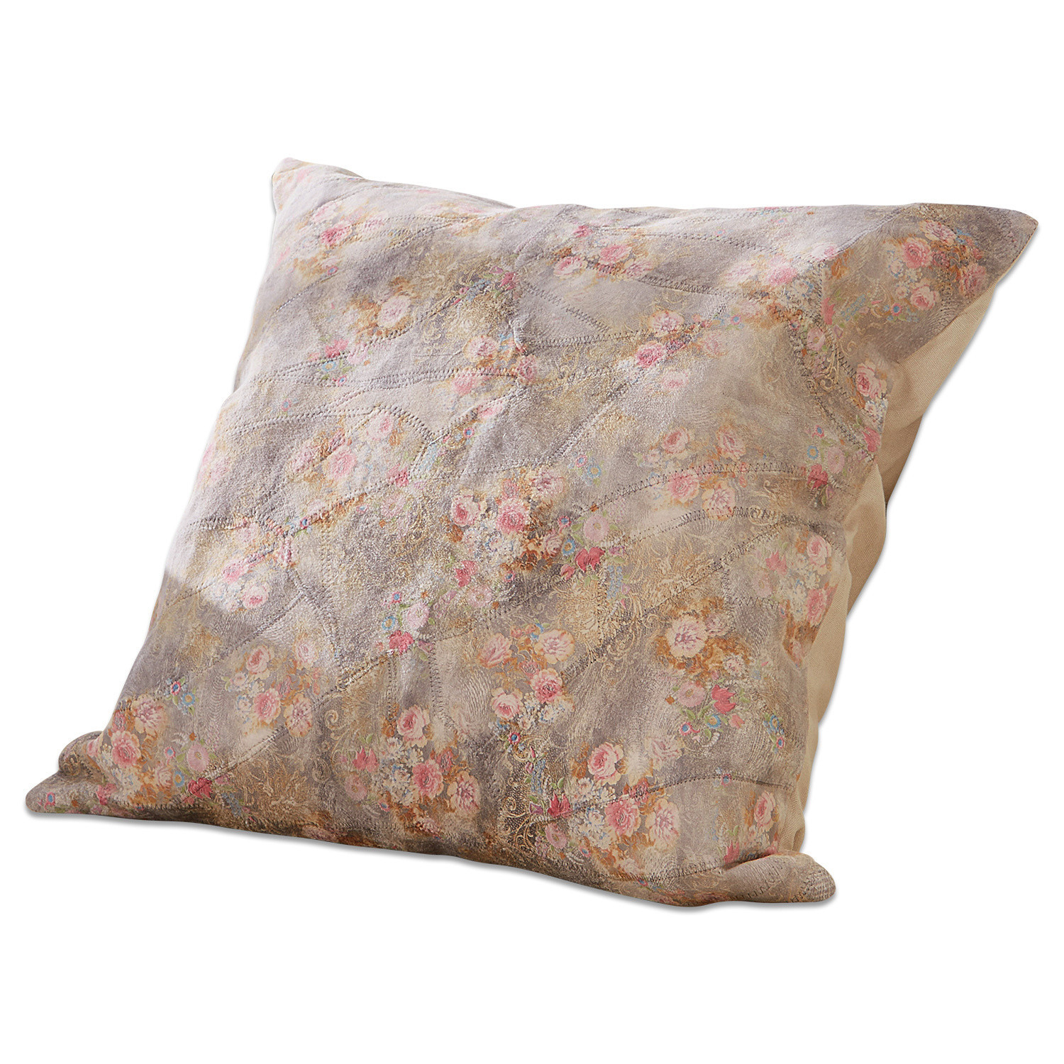 Coussin Veronique Coussin décoratif avec motif floral pastel, tissu doux, style vintage élégant pour salon